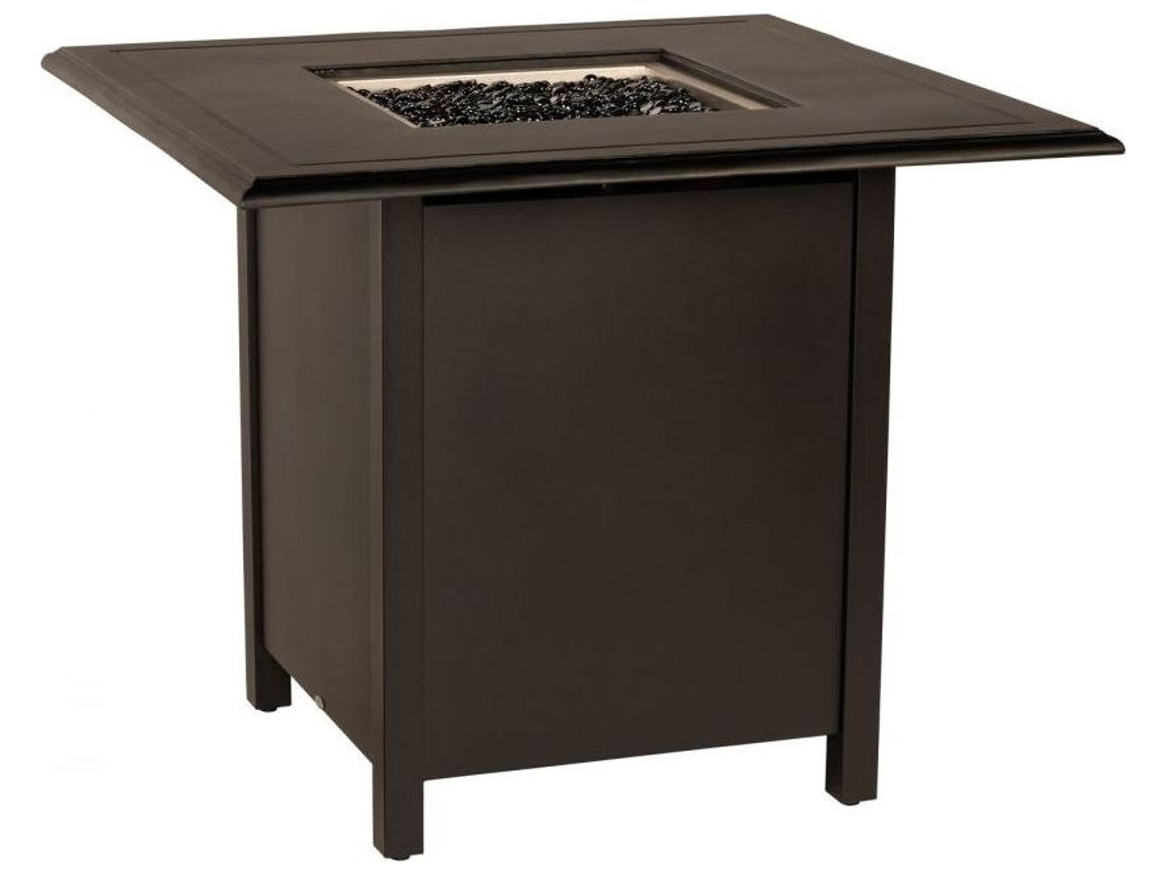 Woodard Solid Cast Aluminum Square Counter Coffee Height Outdoor Patio Fire Pit Table
