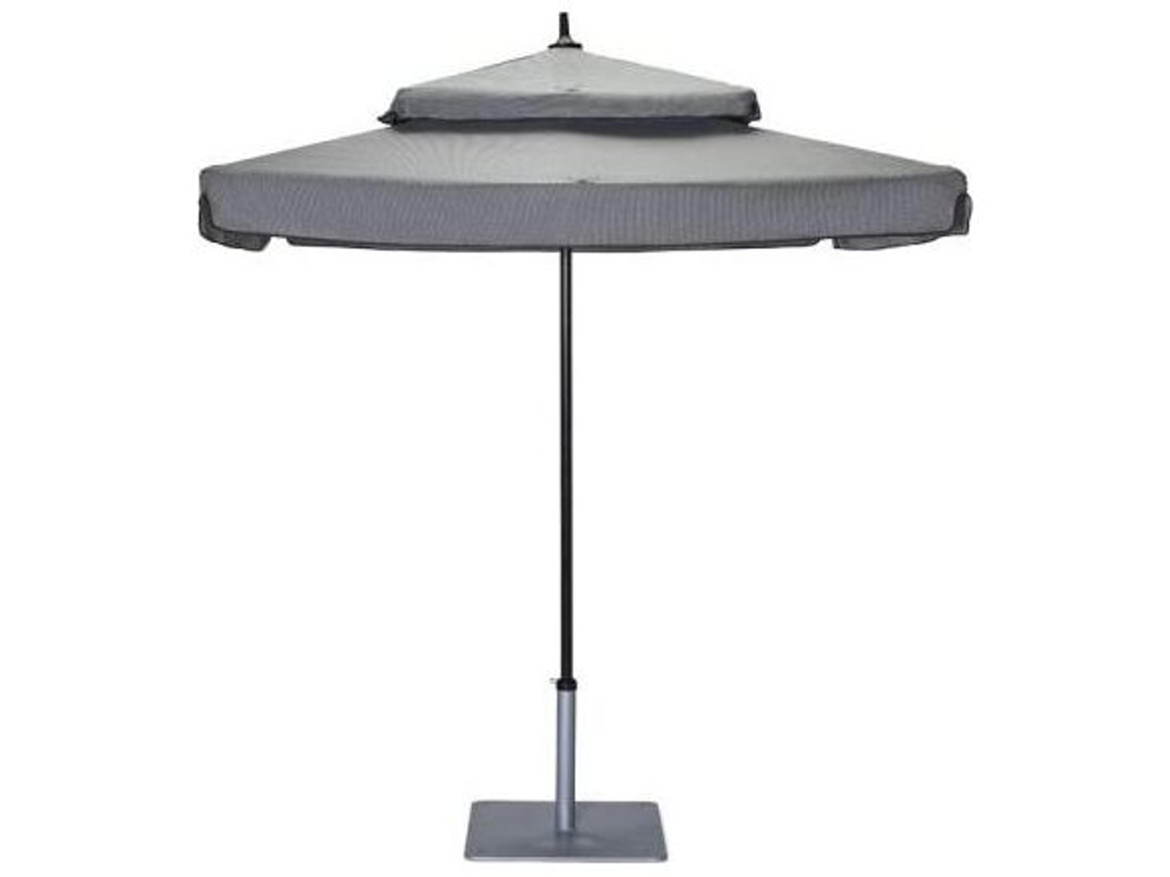 Woodard Canopi Aluminum 6 Foot Square Duplici Marine Pulley Double Tier Outdoor Patio Umbrella in Marine Fabric
