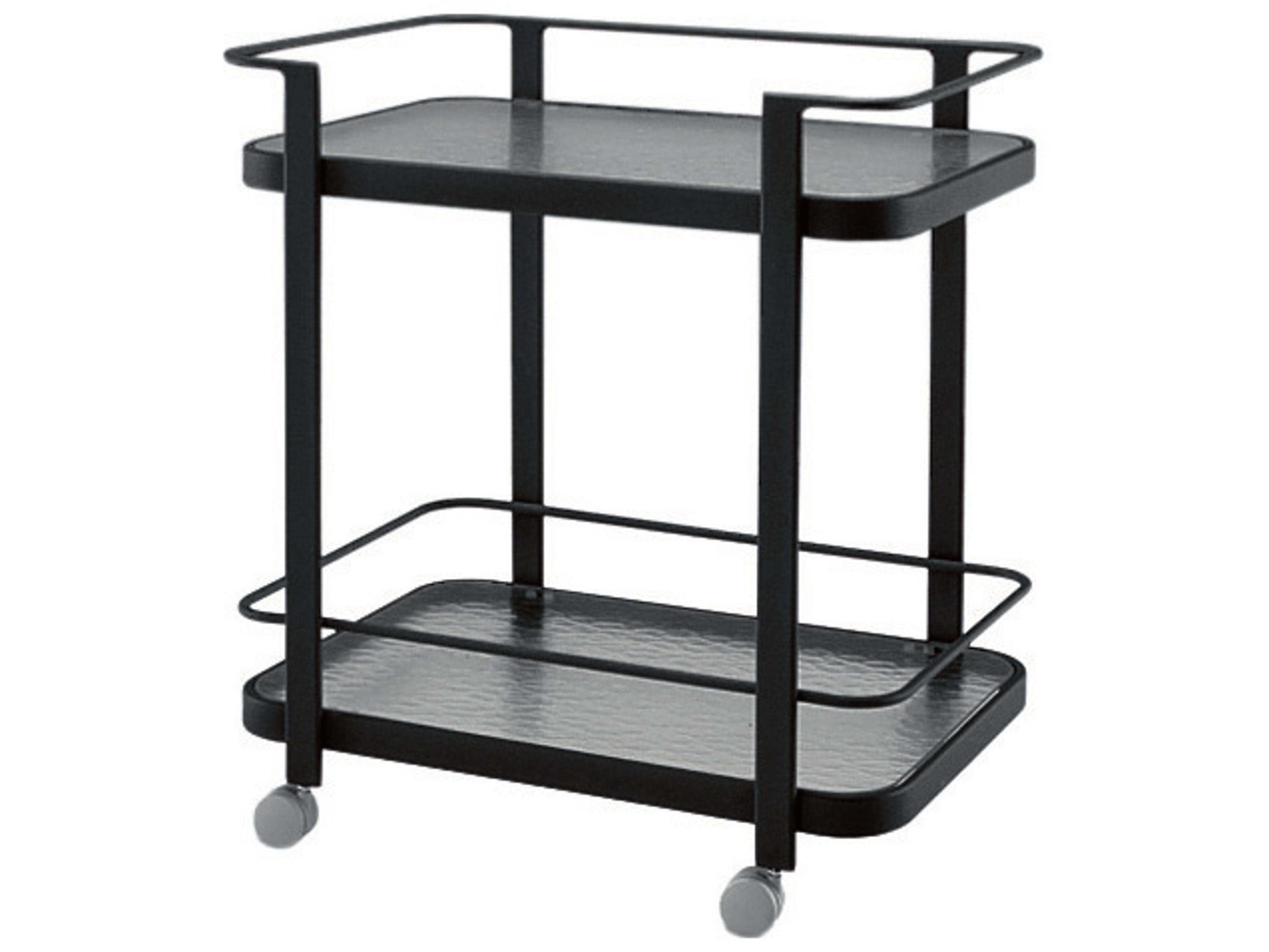 Woodard Aluminum Tea Obscure Glass Serving Cart