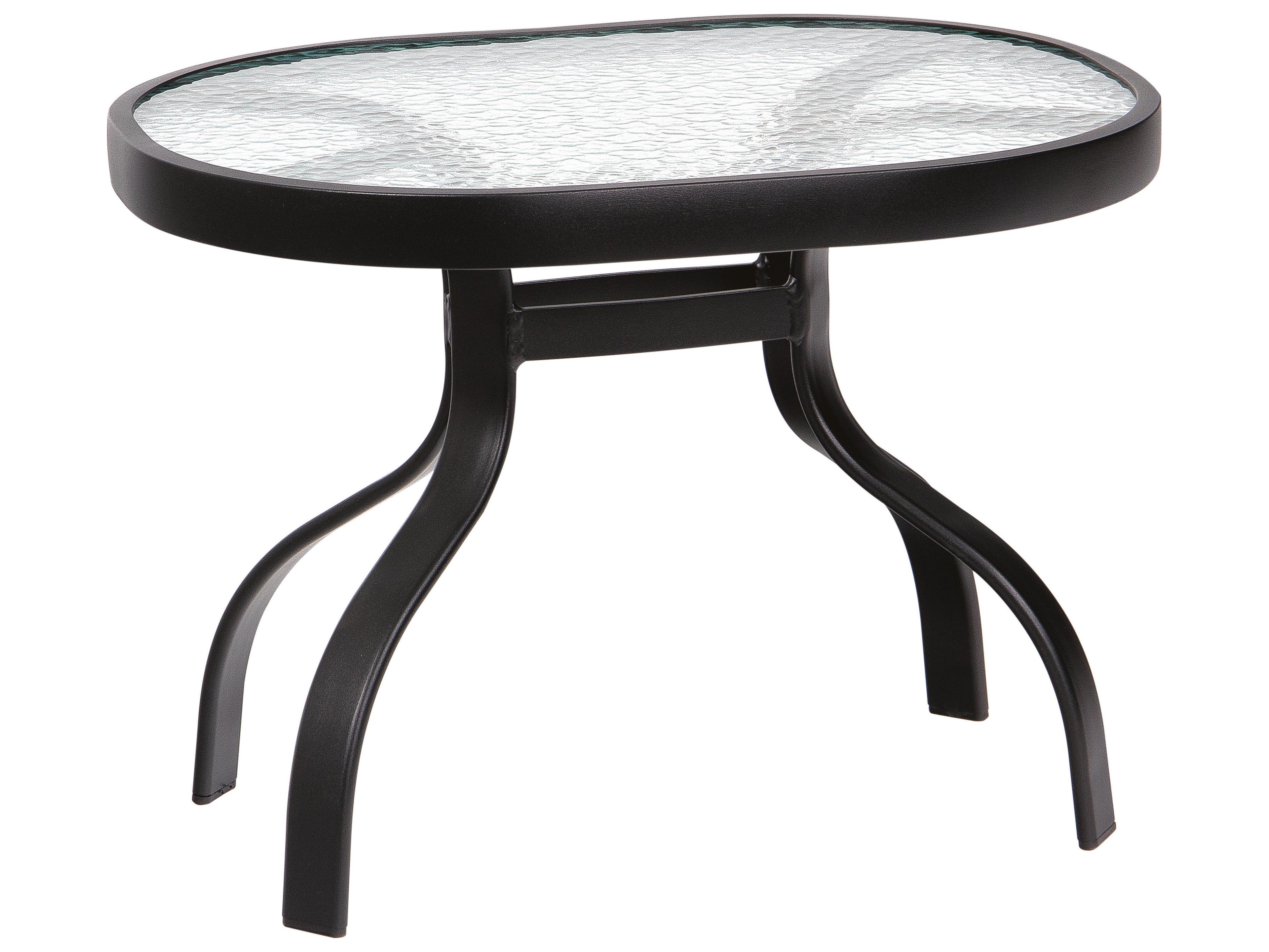 Woodard Aluminum Deluxe Rectangular Obscure Glass Top Outdoor Patio End Table