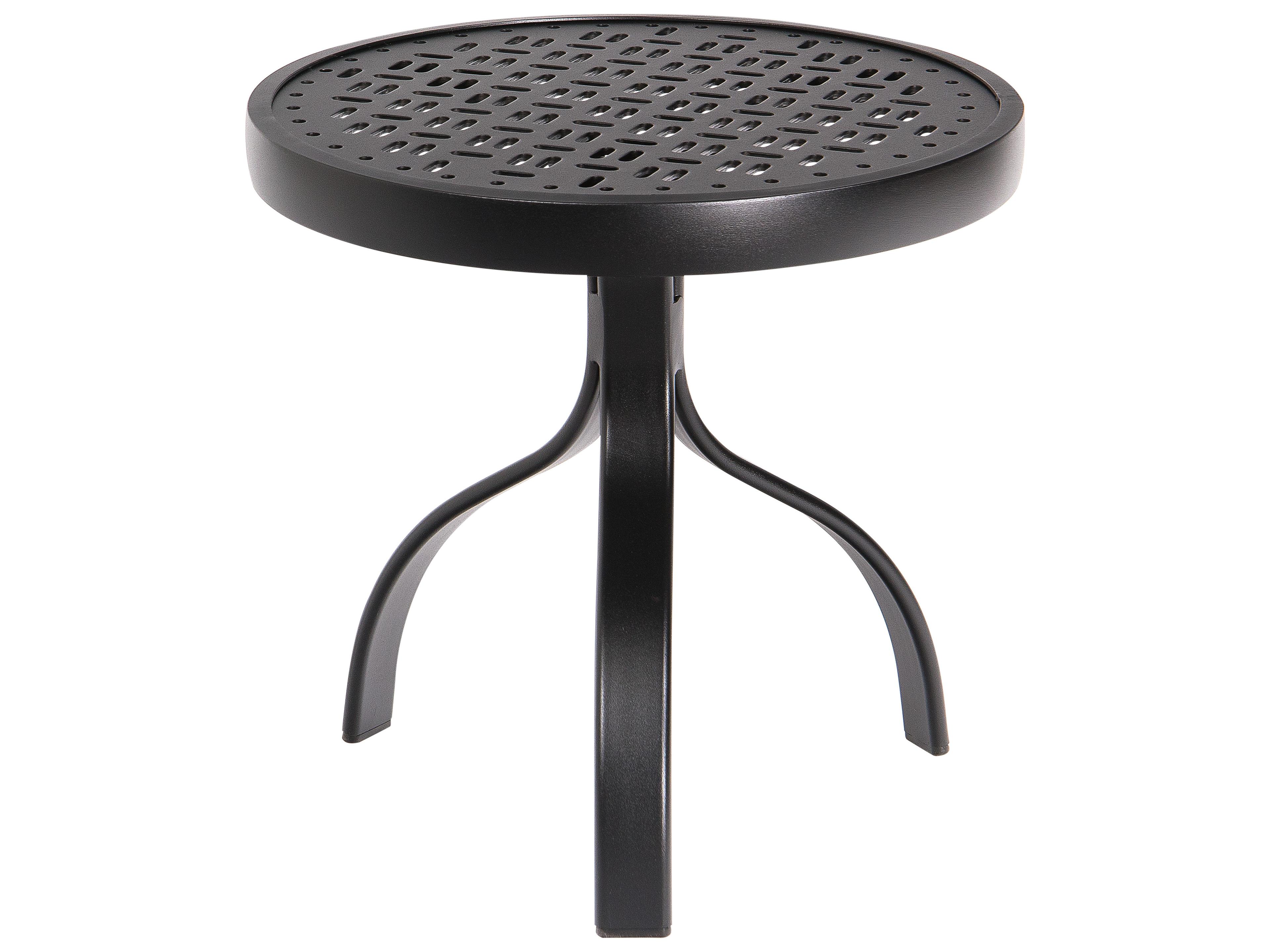 Woodard Aluminum Deluxe Round Outdoor End Table Lattice Top