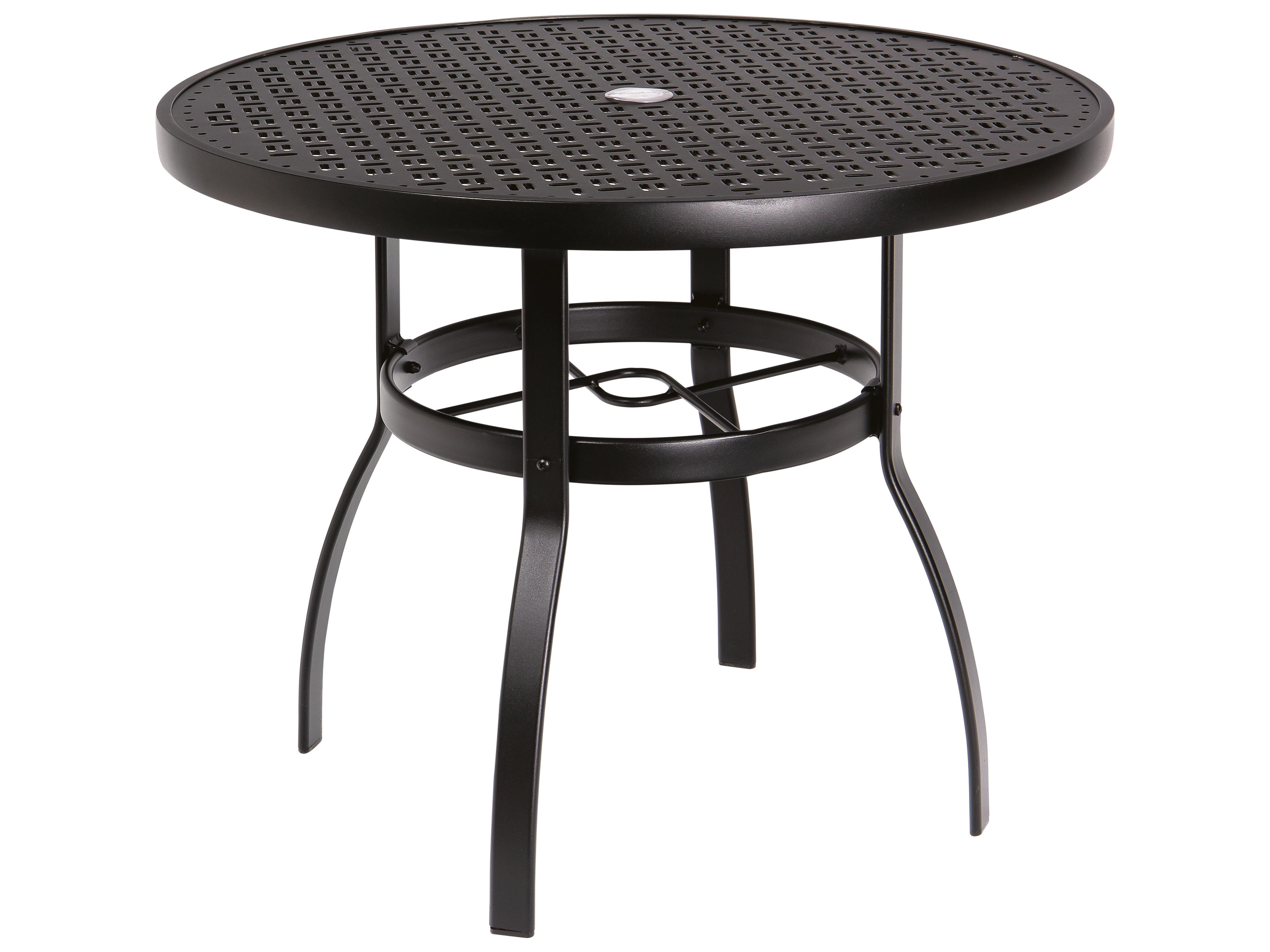 Woodard Aluminum Deluxe Round Lattice Top Table with Umbrella Hole