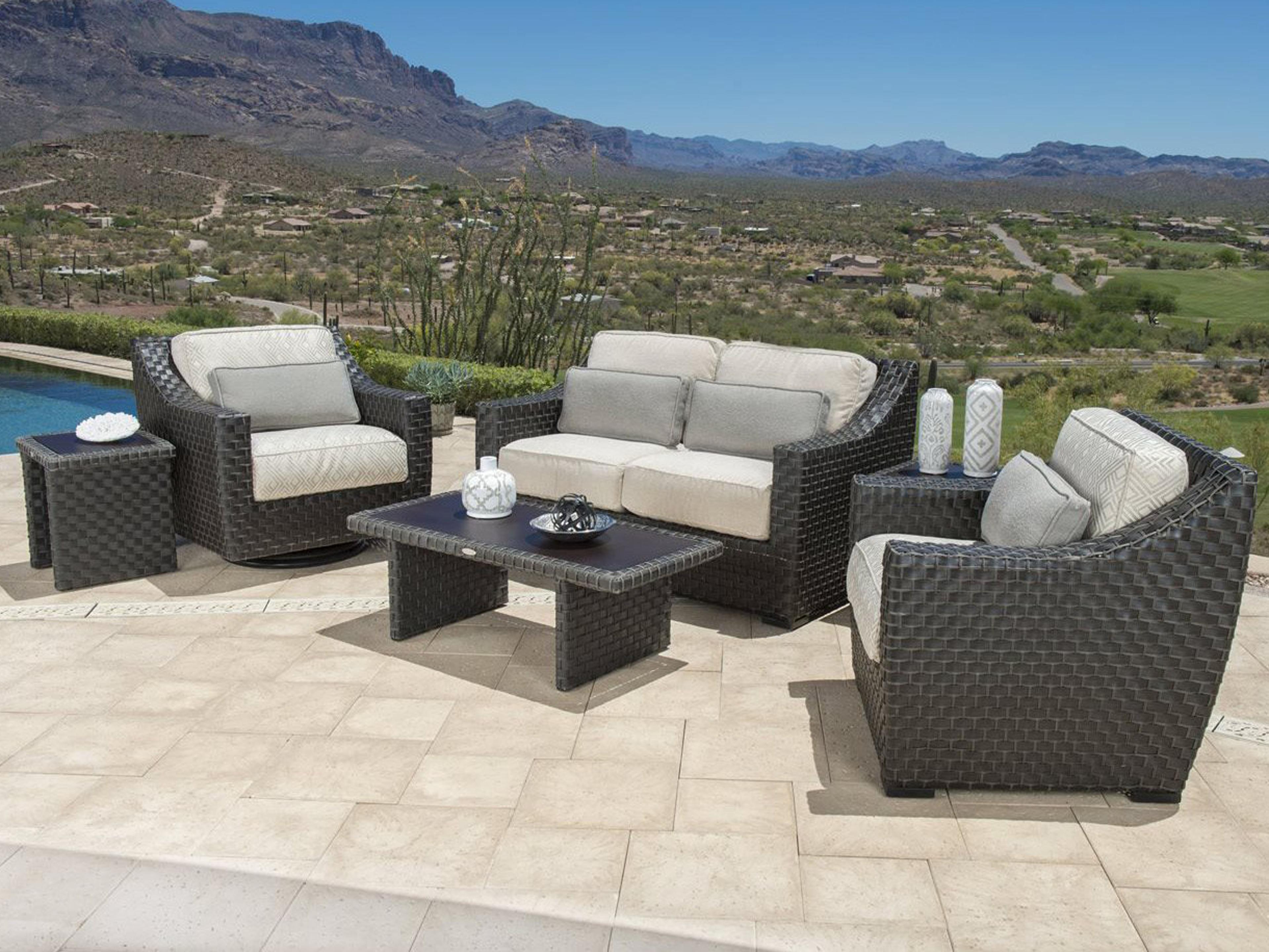 Woodard Cooper Wicker Amazon Mahogany Outdoor Lounge Set