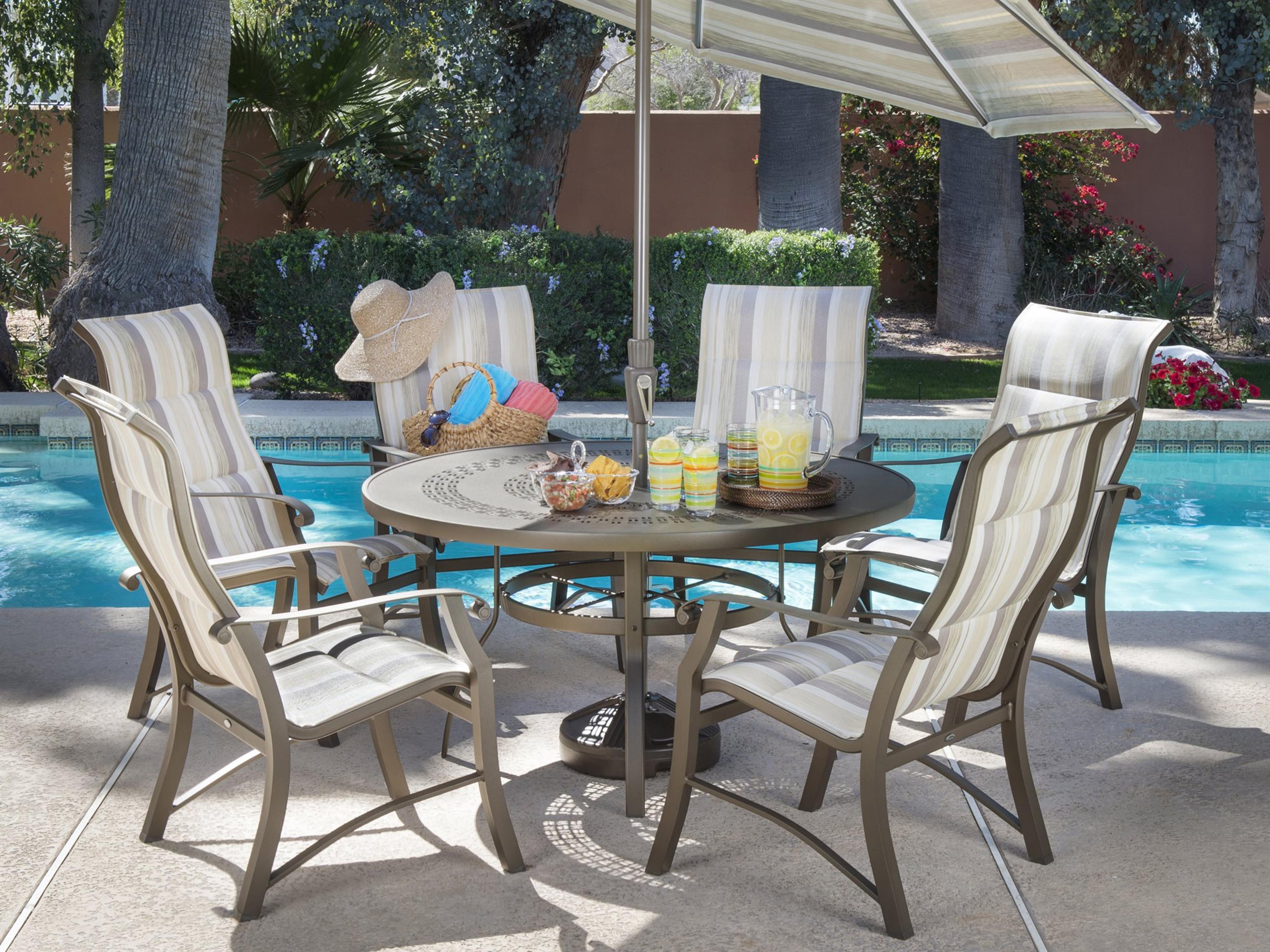 Woodard Cortland Padded Sling Aluminum Patio Dining Set