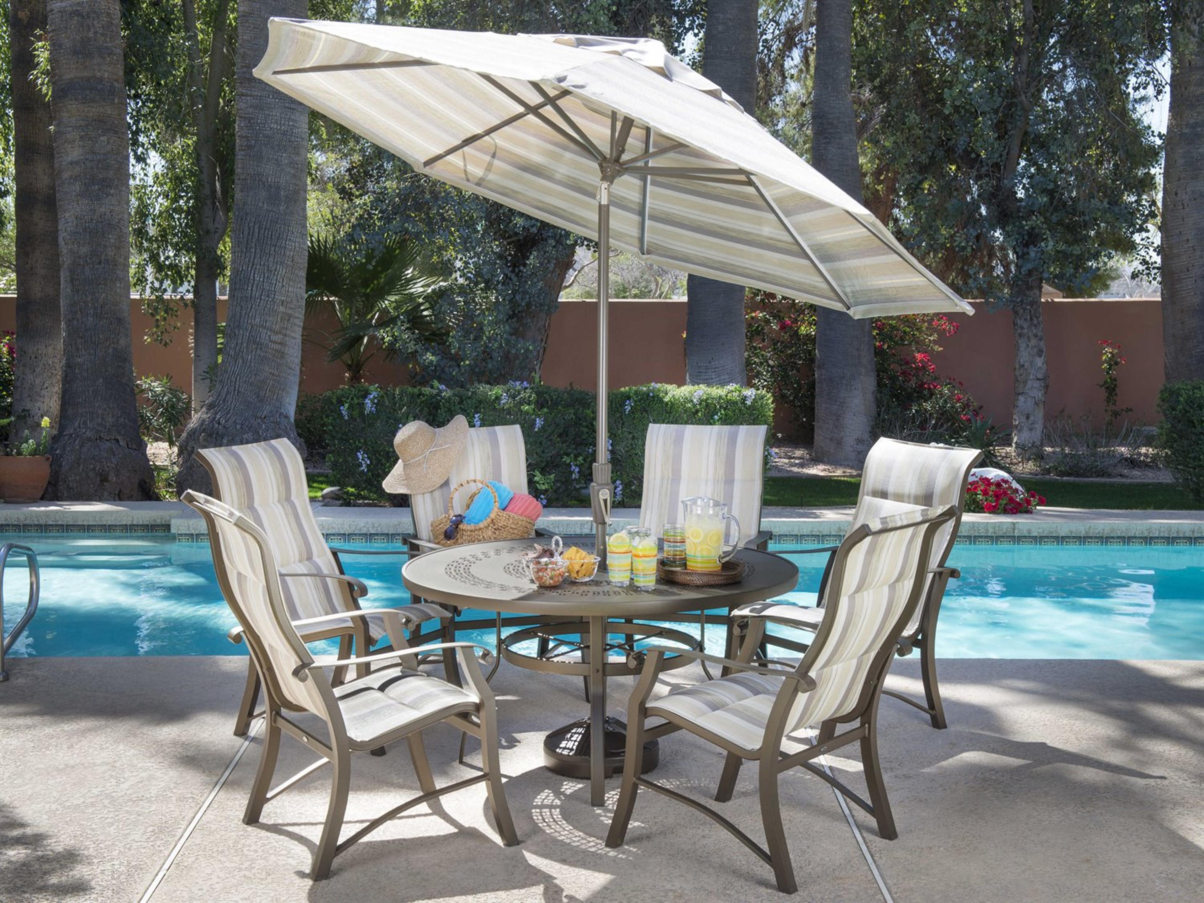 Woodard Cortland Padded Sling Aluminum Outdoor Patio Dining Set