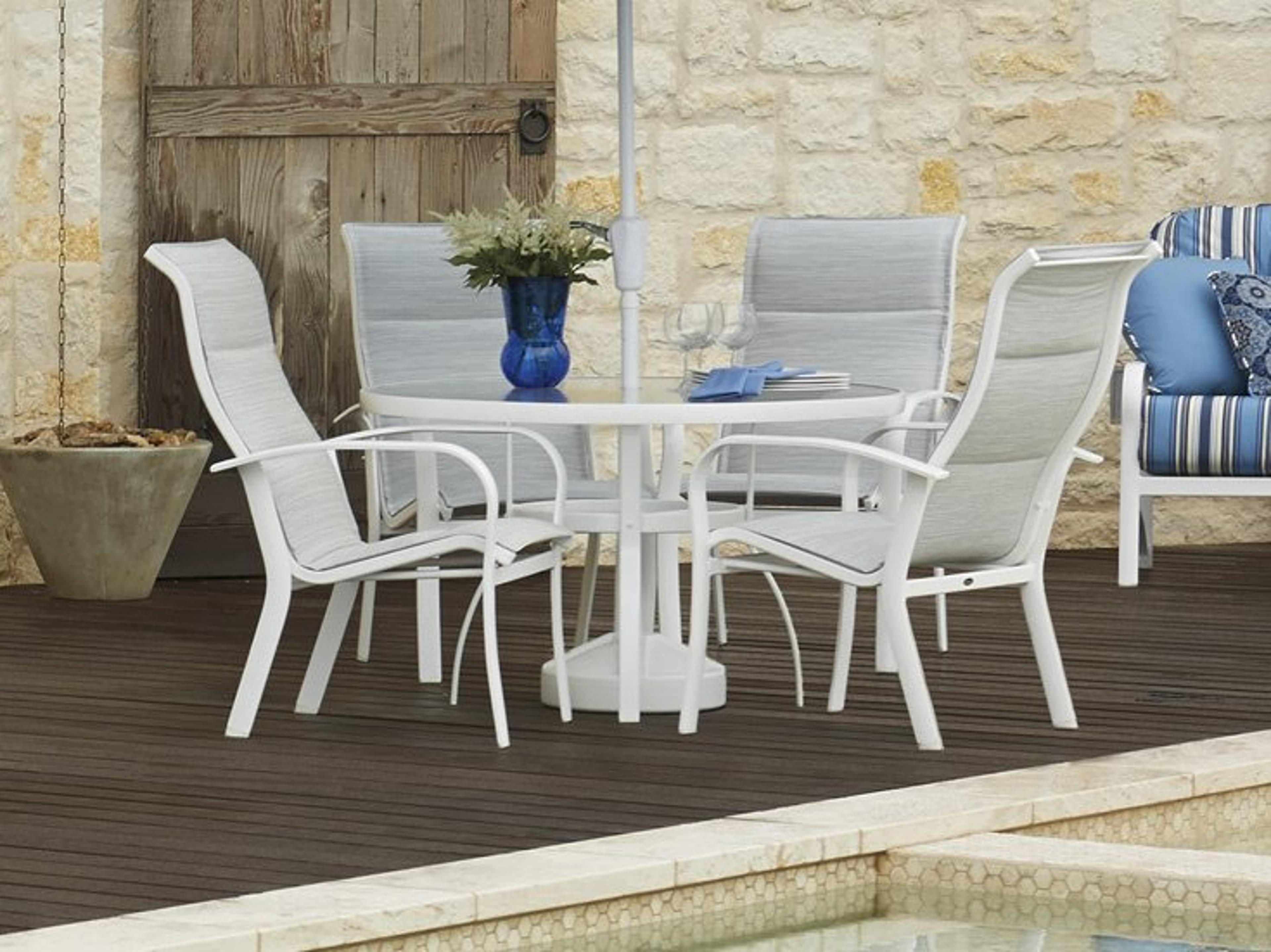 Woodard Fremont Padded Sling Aluminum Outdoor Dining Set