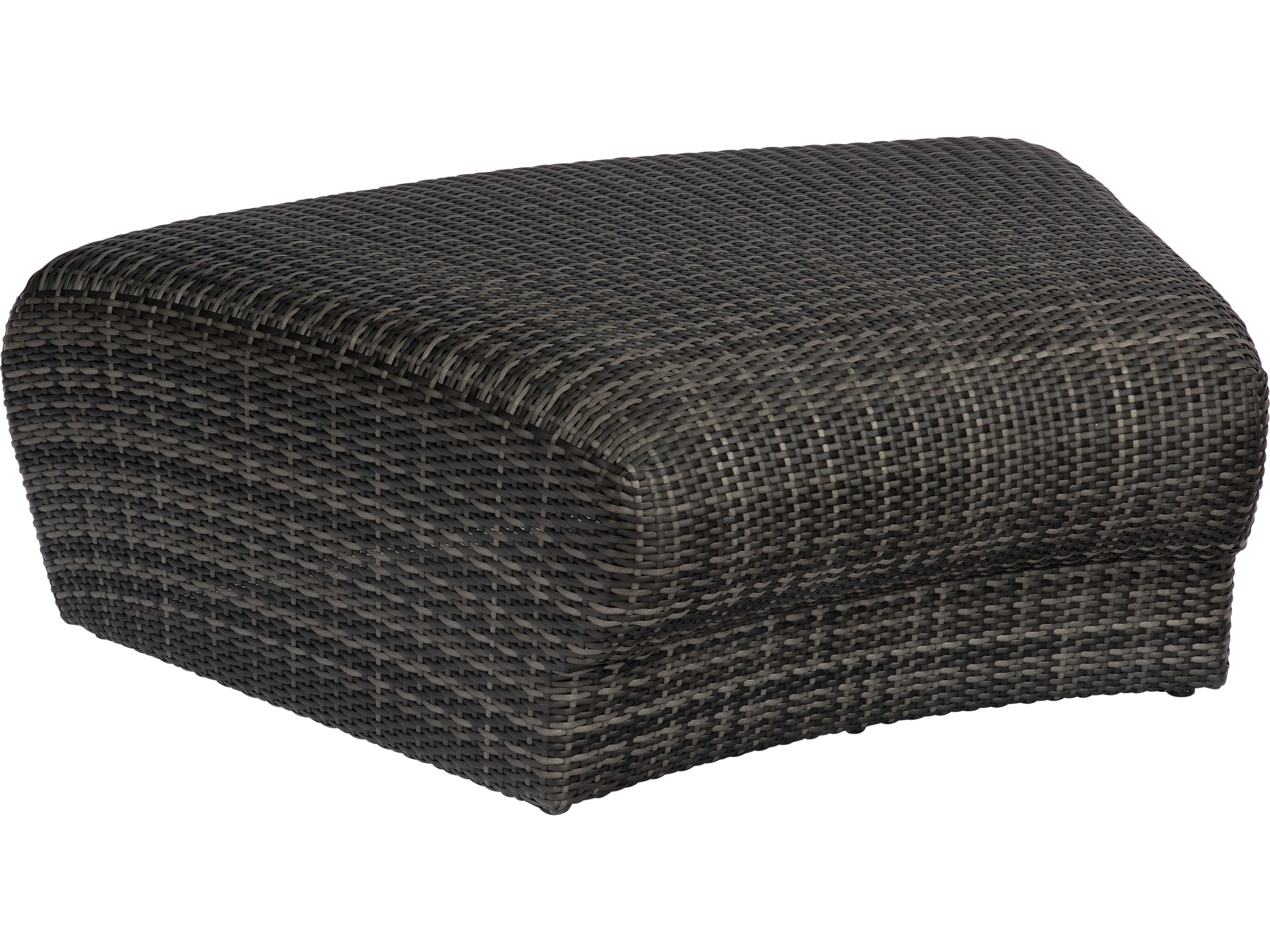 Woodard Geni Charcoal Gray Wicker Genie Curved Bench/Outdoor Ottoman