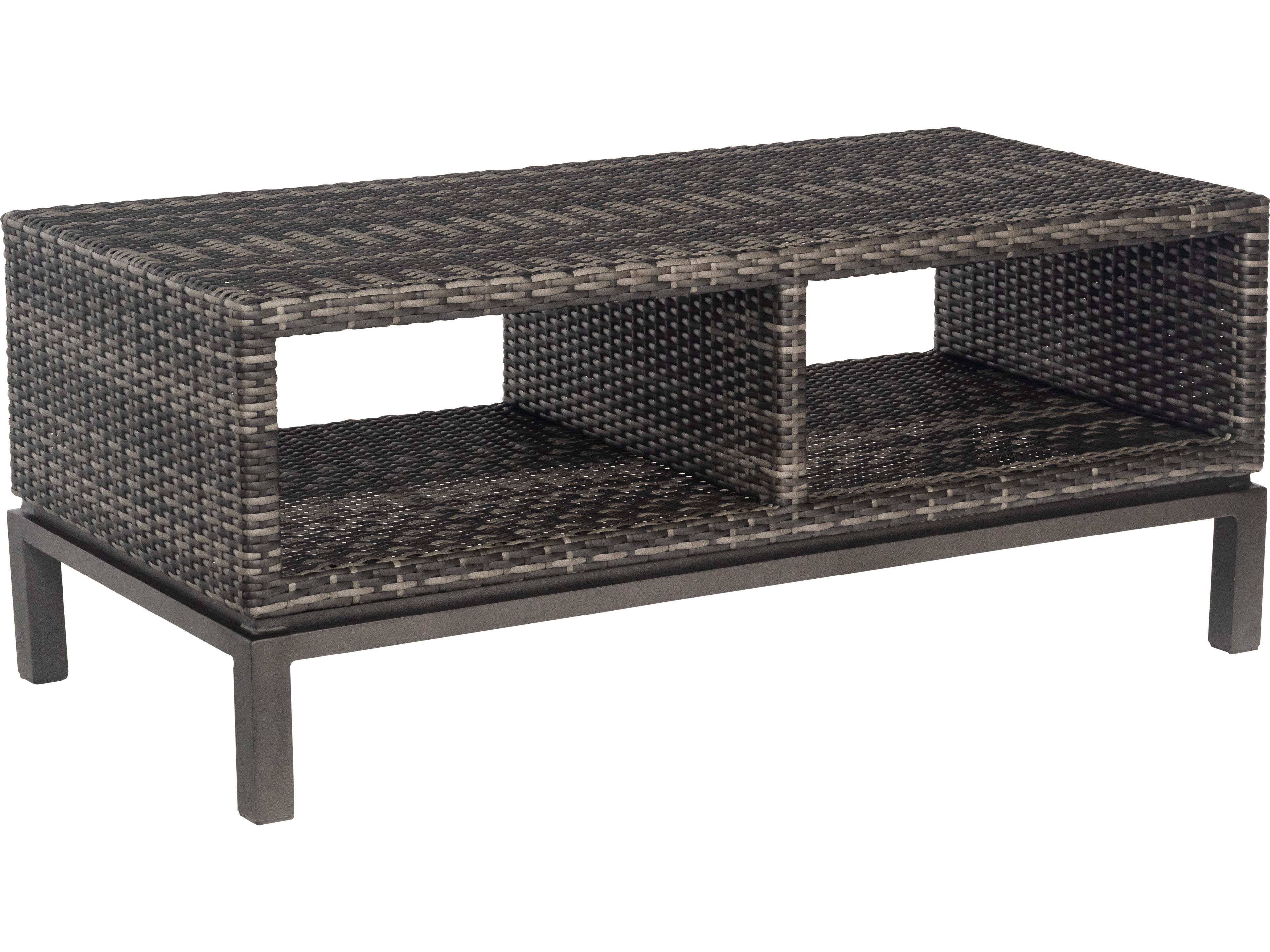 Woodard Geni Wicker Charcoal Gray Rectangular Outdoor Coffee Table