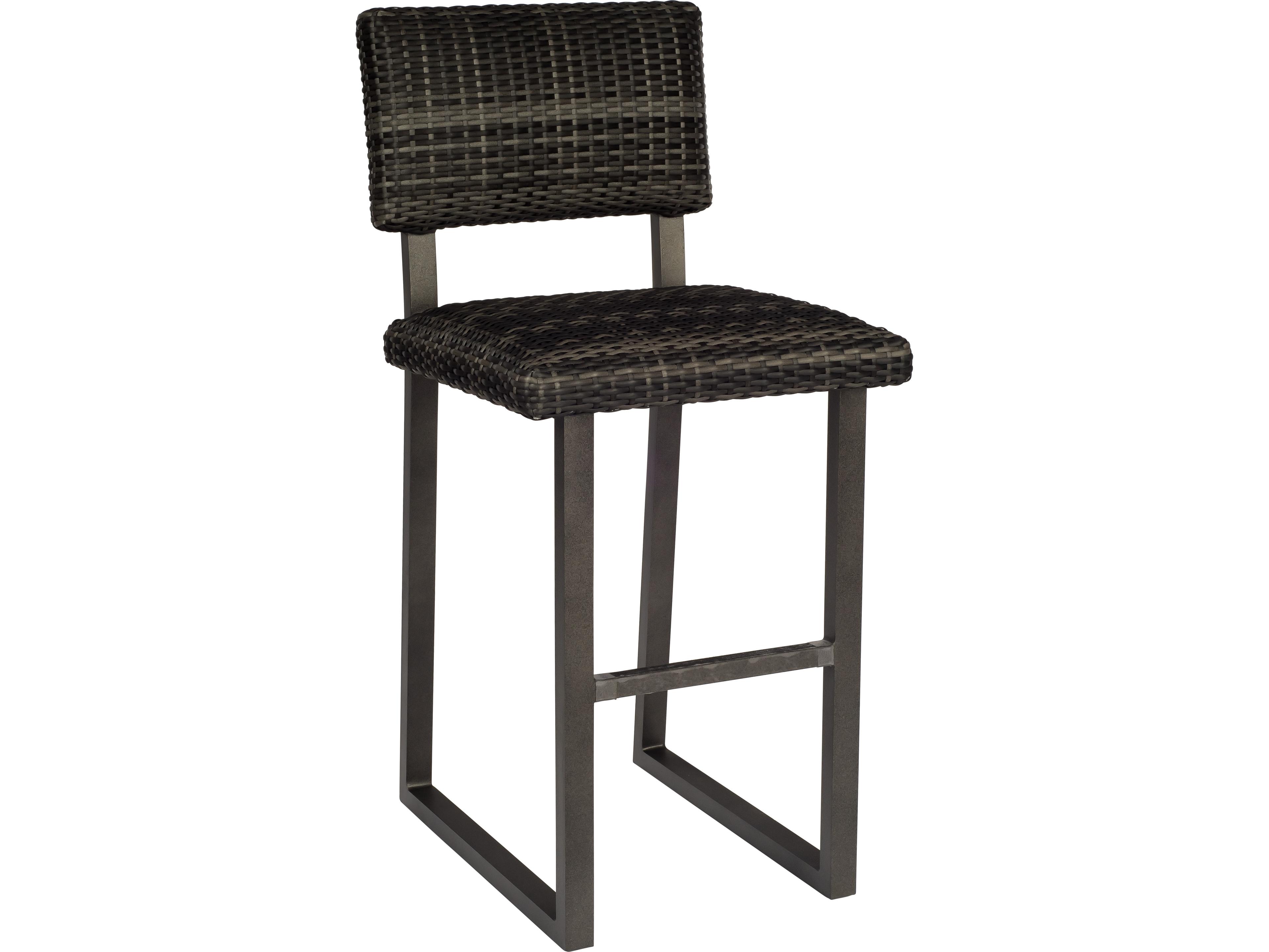 Woodard Harper Wicker Charcoal Gray Harper Outdoor Bar Stool