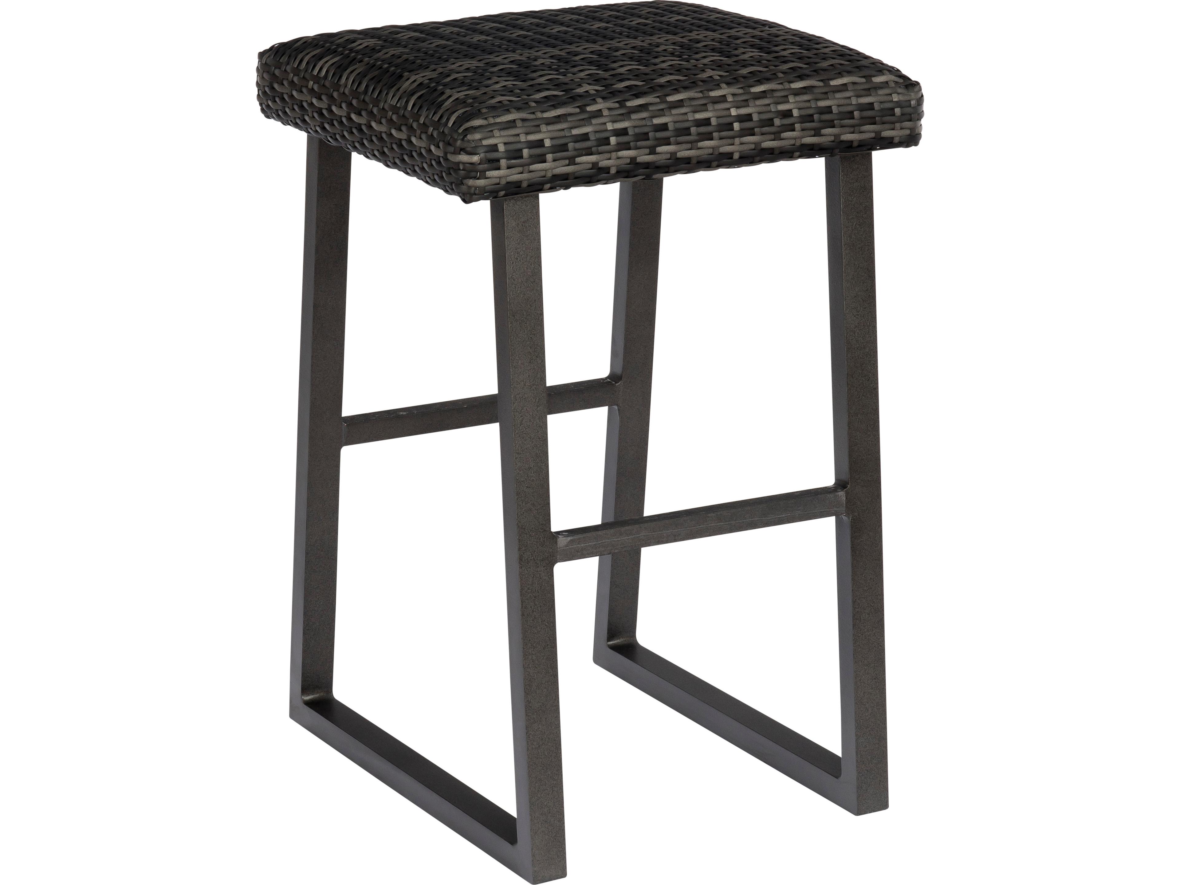 Woodard Harper Wicker Charcoal Gray Harper Backless Outdoor Patio Bar Stool