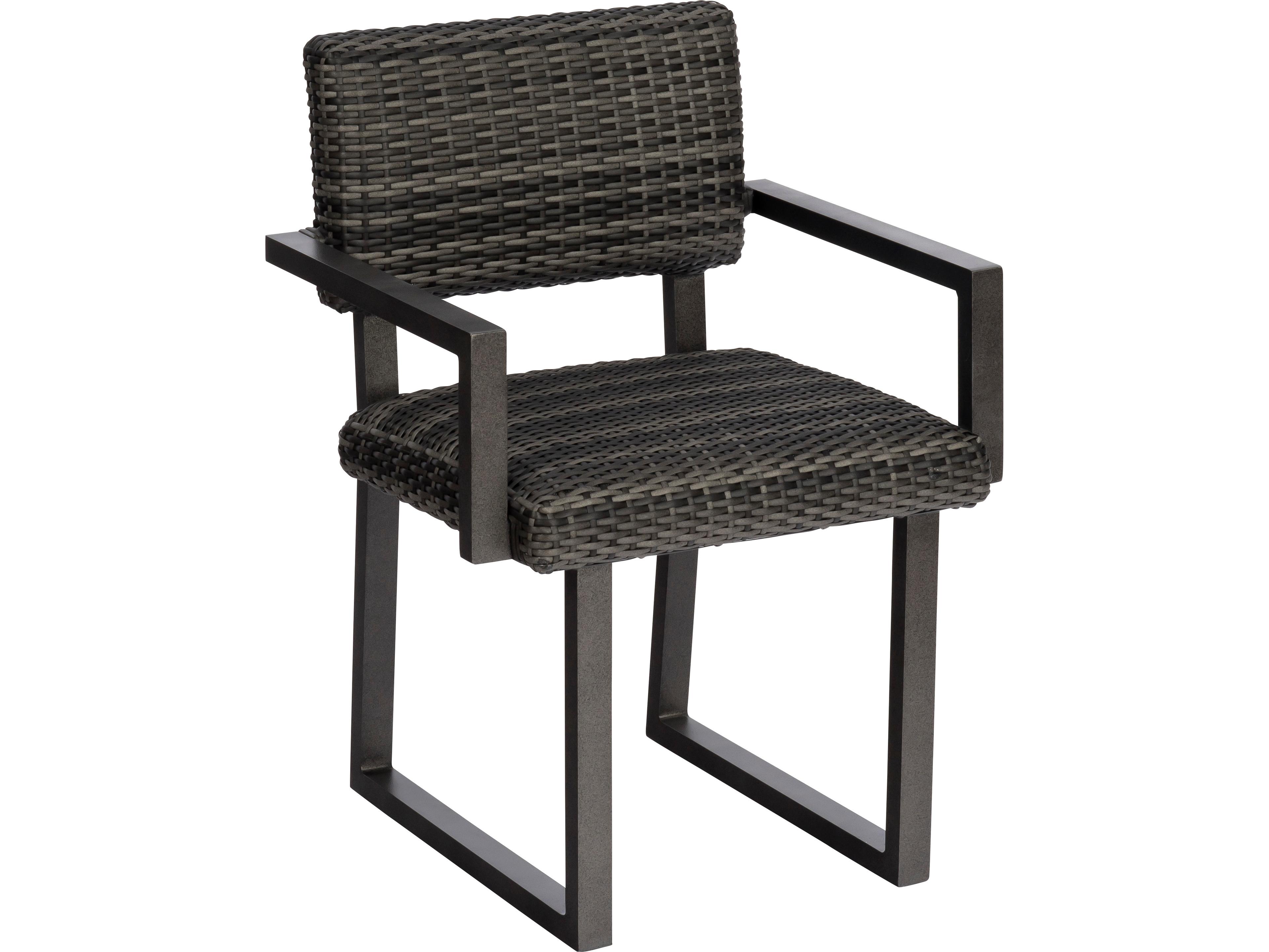 Woodard Harper Wicker Charcoal Gray Harper Outdoor Dining Arm Chair