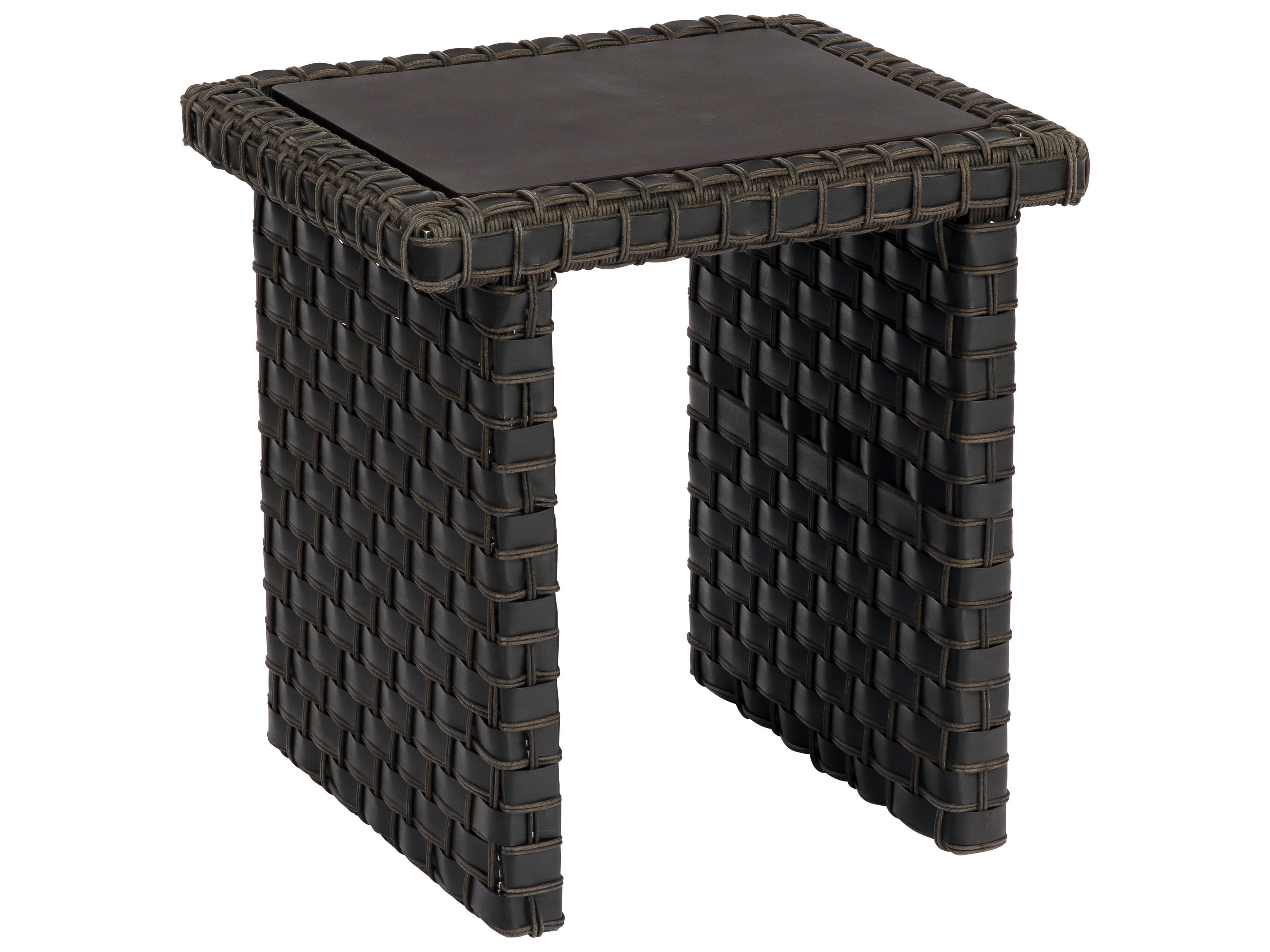 Woodard Cooper Wicker Amazon Mahogany Rectangular Outdoor Patio End Table