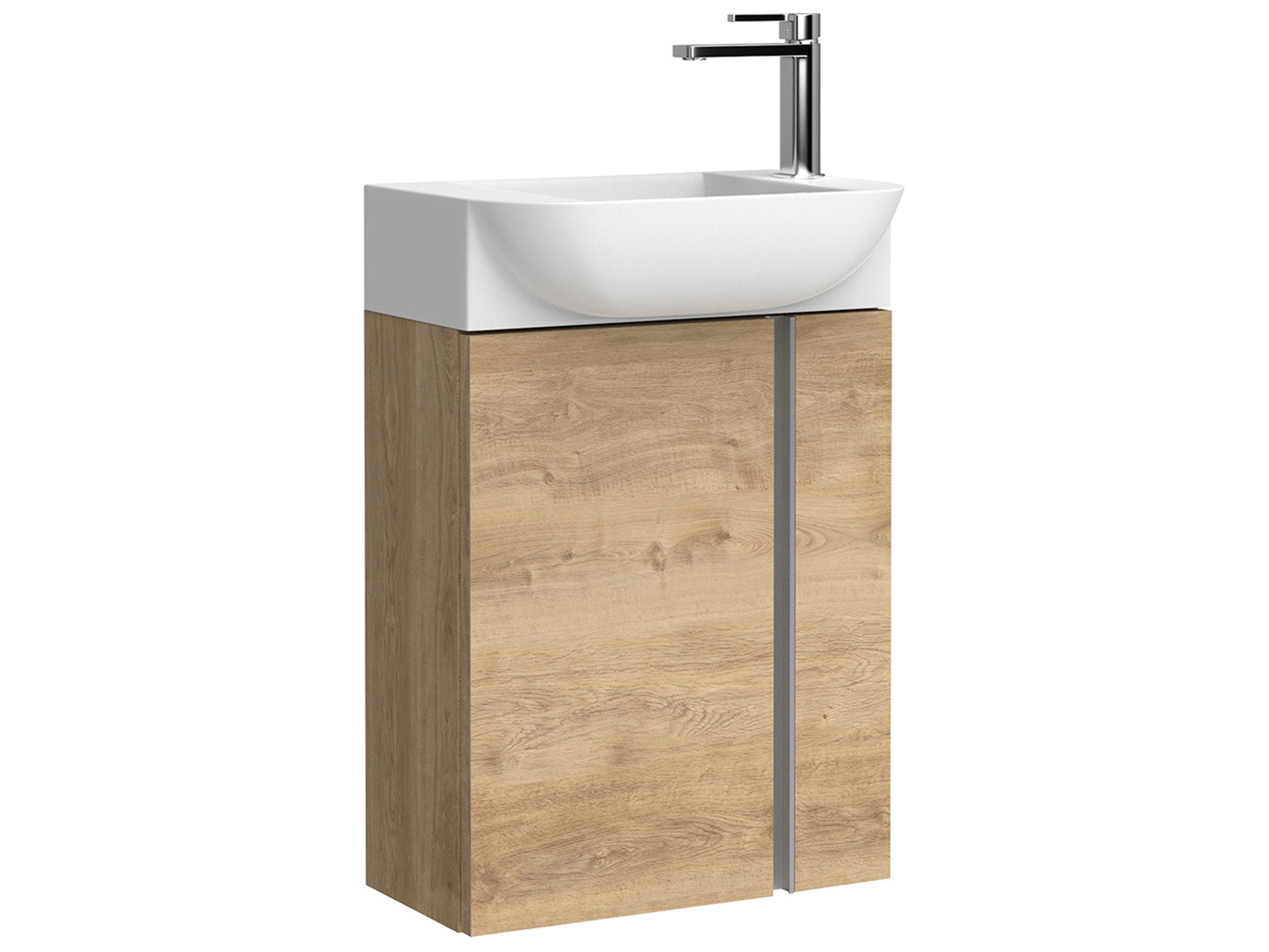 WS Bath Collections Camilia Natural Oak Vanity With Handles in Polished Chrome