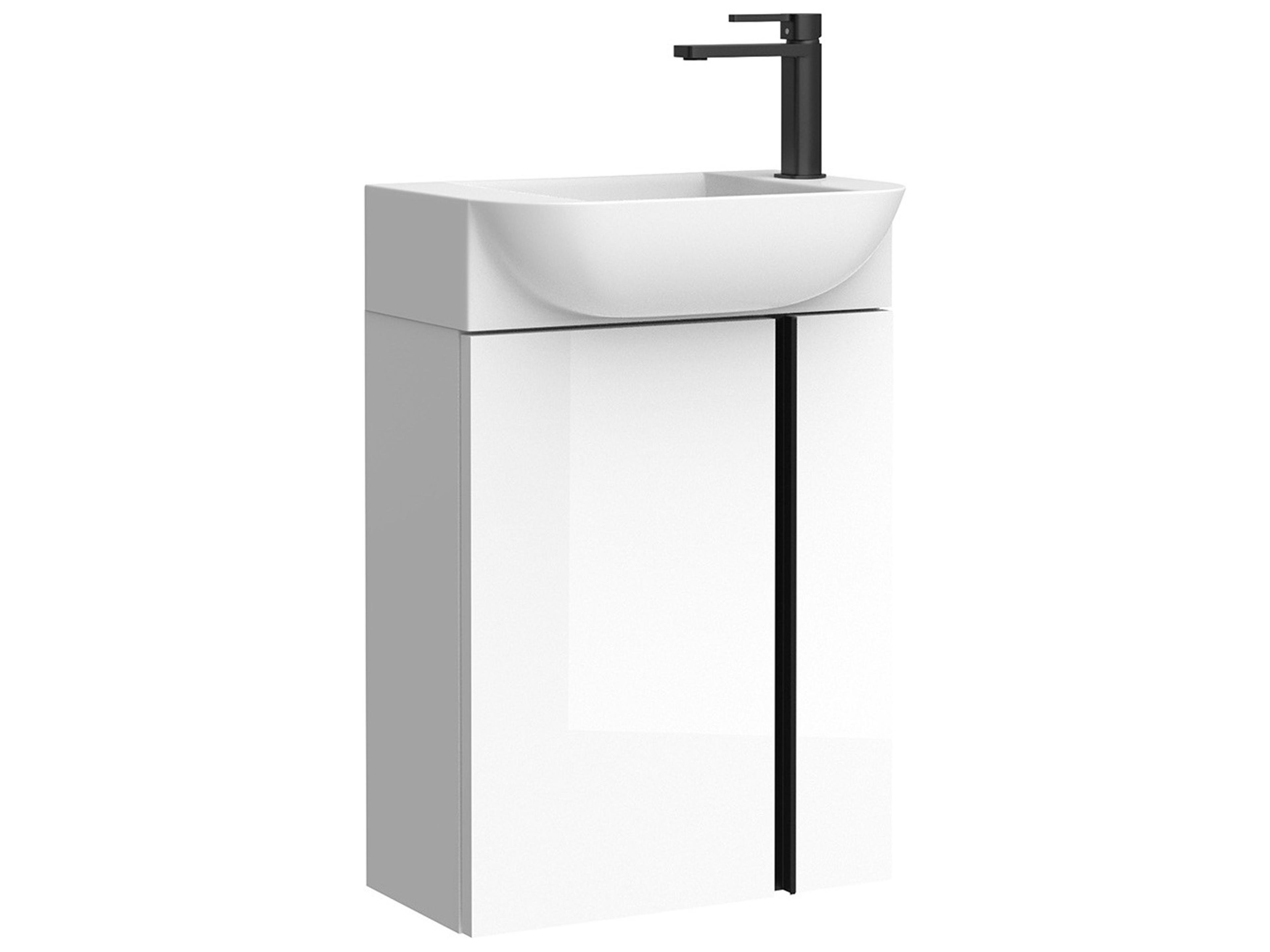 WS Bath Collections Camilia Glossy White Vanity With Handles in  Polished Chrome