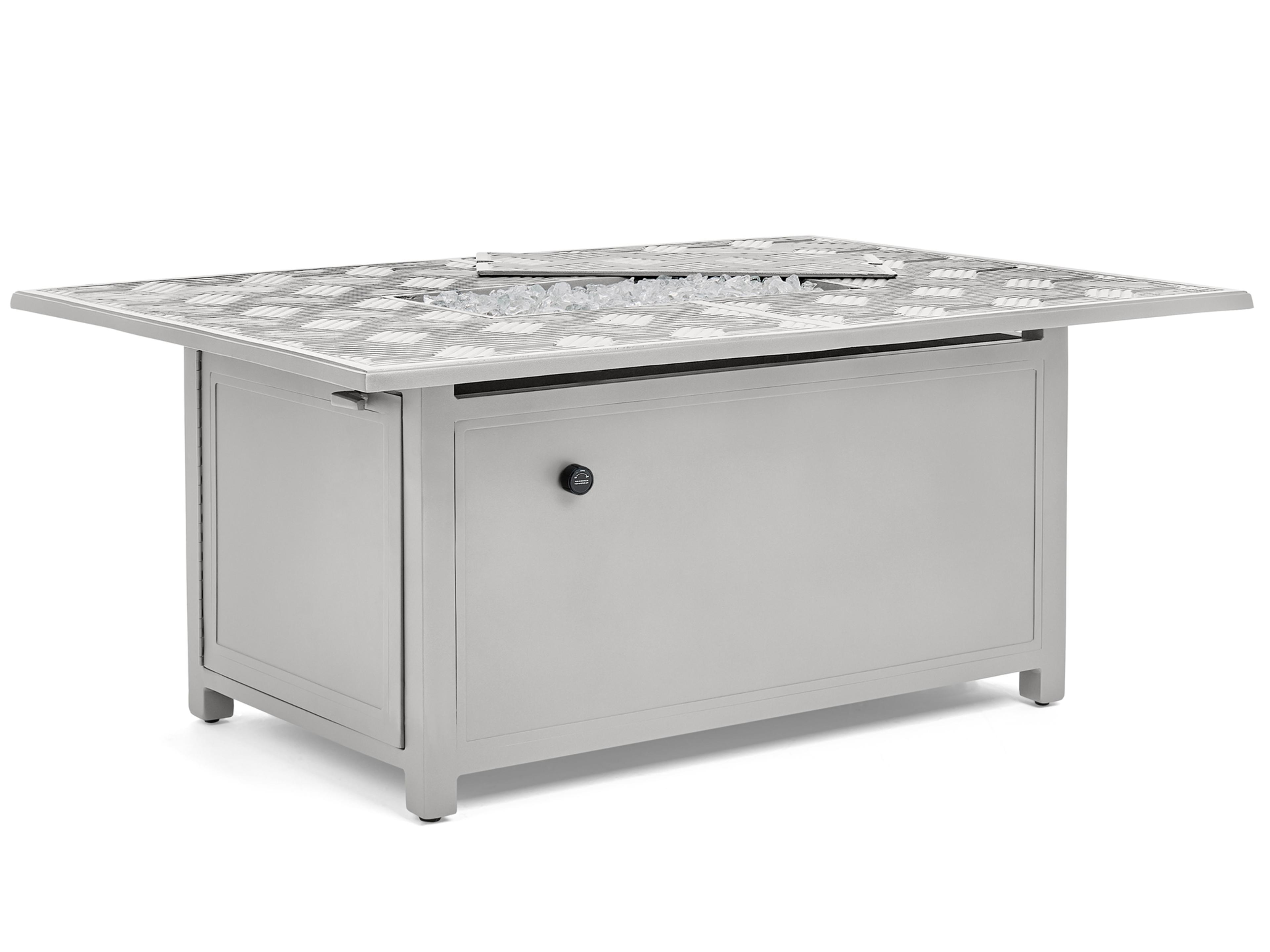 Winston Quick Ship Merge Coastal Mist Aluminum Rectangular Outdoor Patio Fire Pit Table