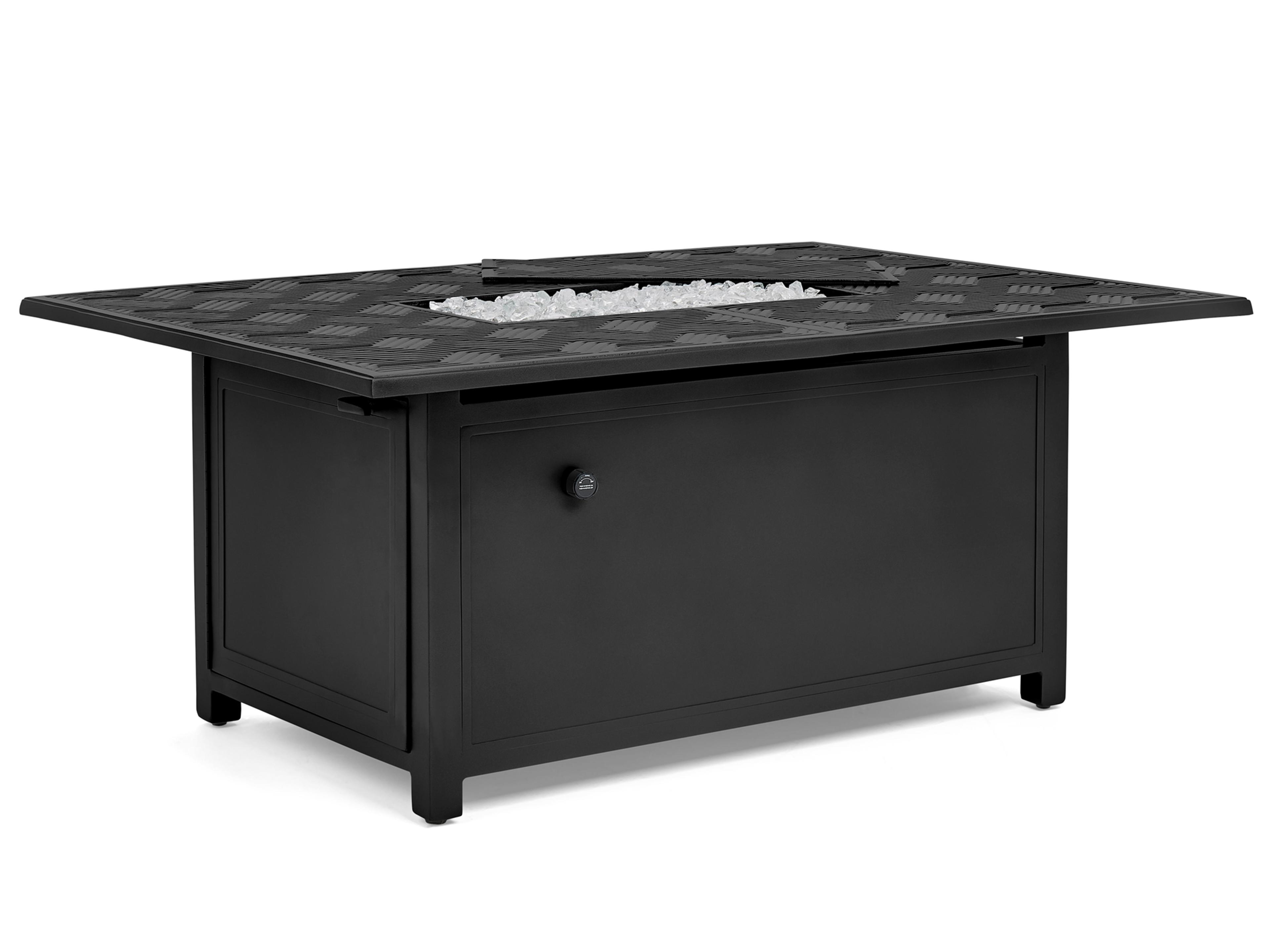 Winston Quick Ship Merge Textured Pewter Aluminum Rectangular Patio Fire Pit Table