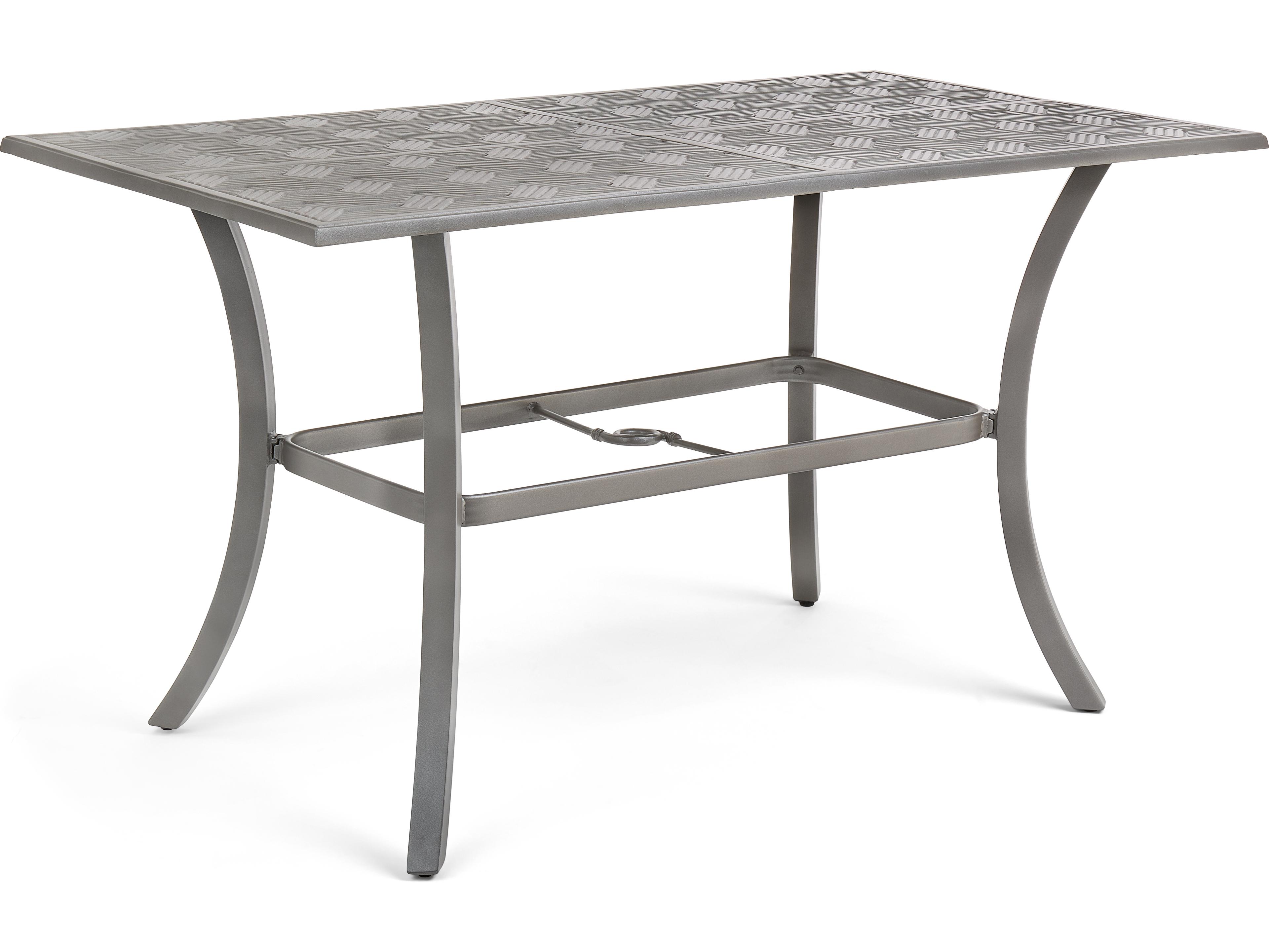 Winston Quick Ship Merge Weathered Teak Aluminum Rectangular Patio Counter Table