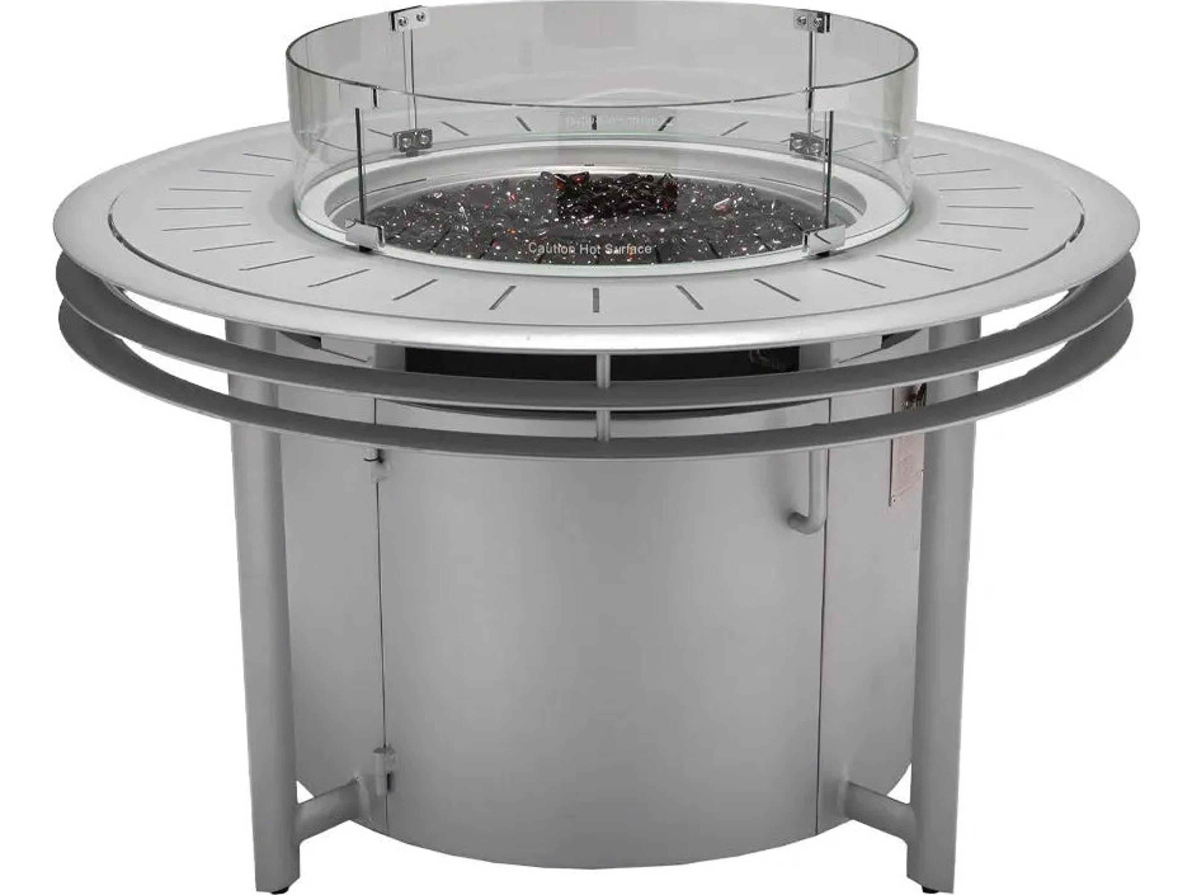 Southern Cay Aluminum Silver 44" Round Firepit Table