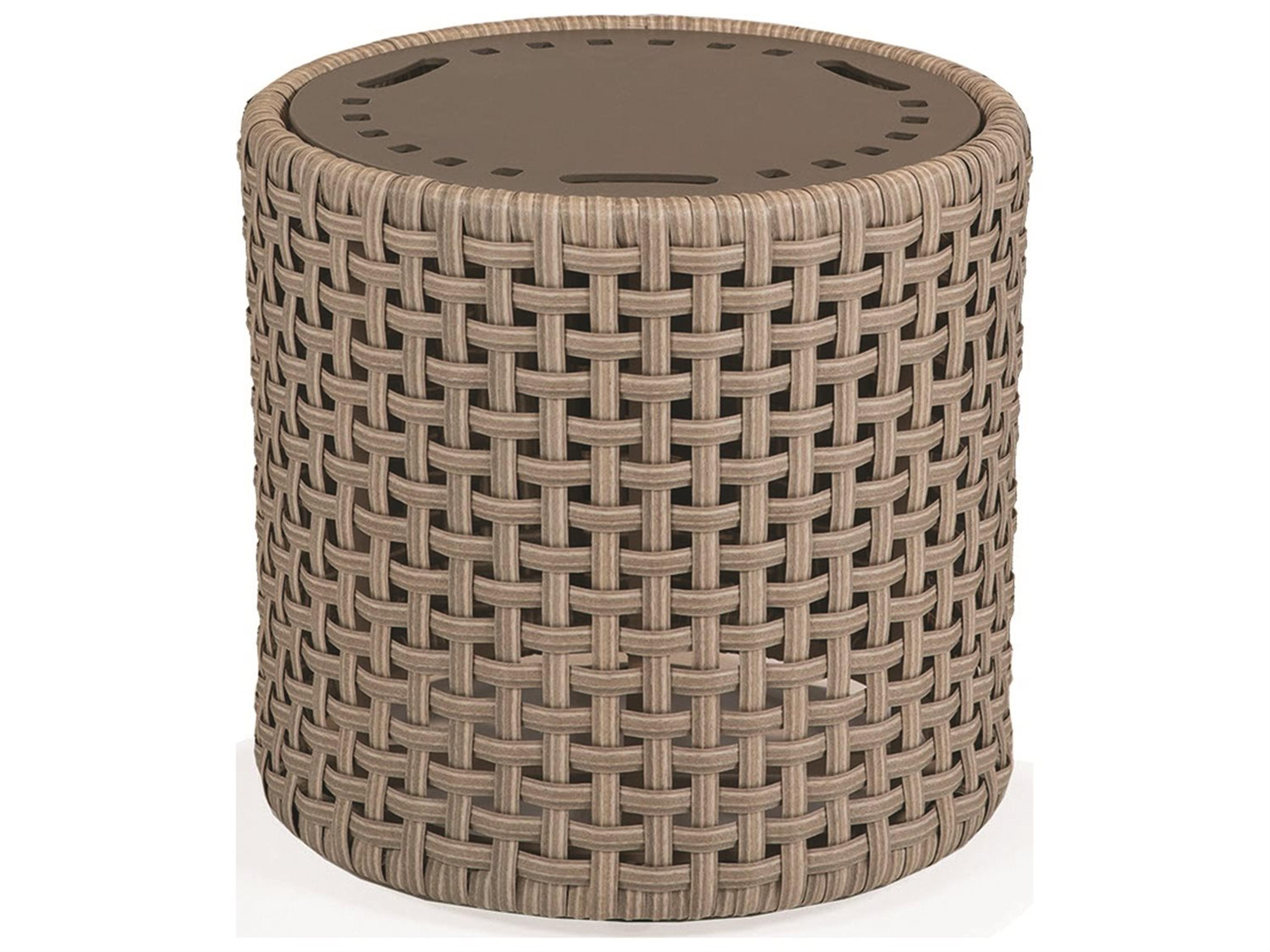Winston Jasper Woven Aluminum Round Drum Table