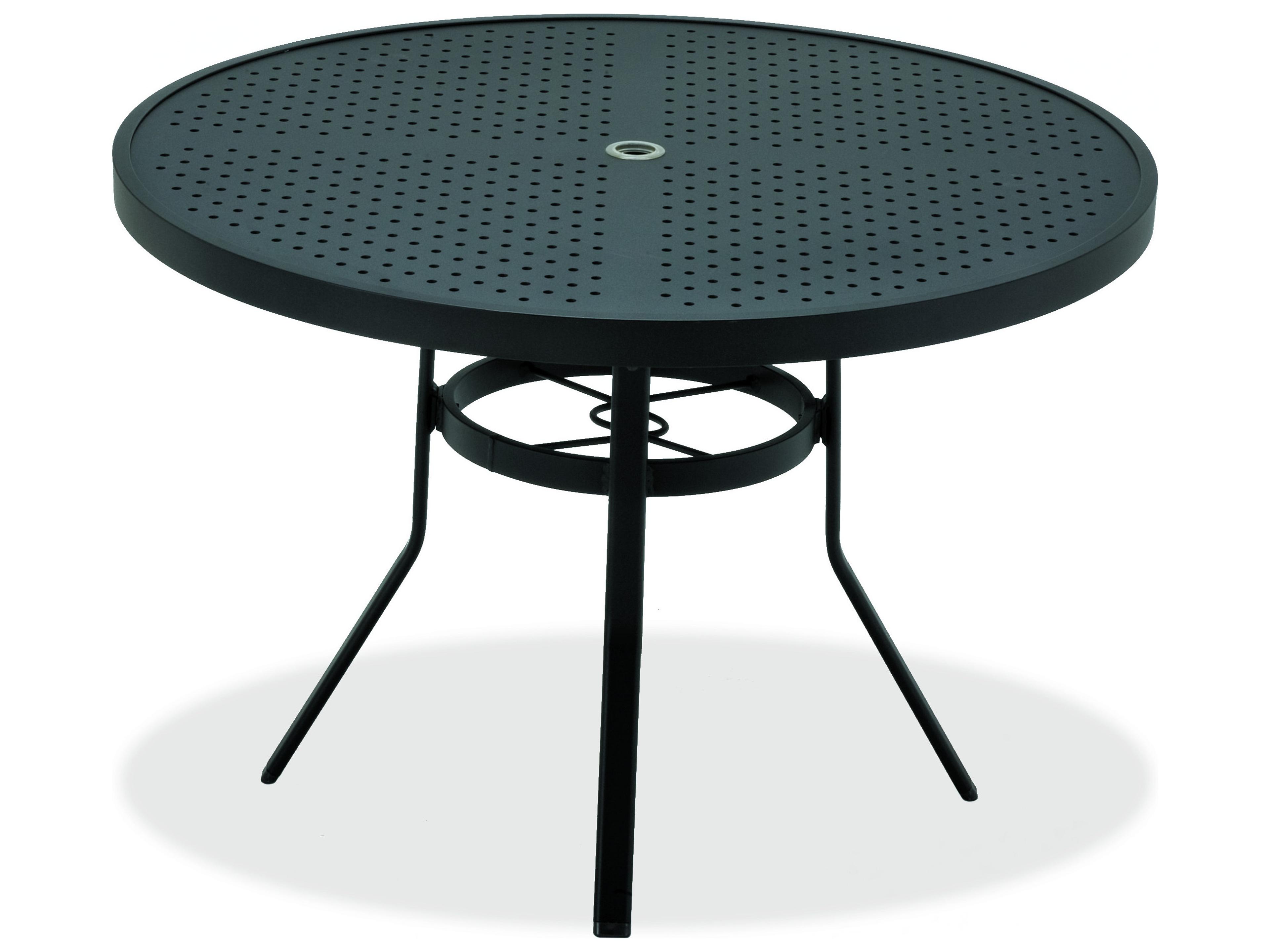 Winston Polaris Aluminum 42" Round Stamped Dining Table with Umbrella Hole