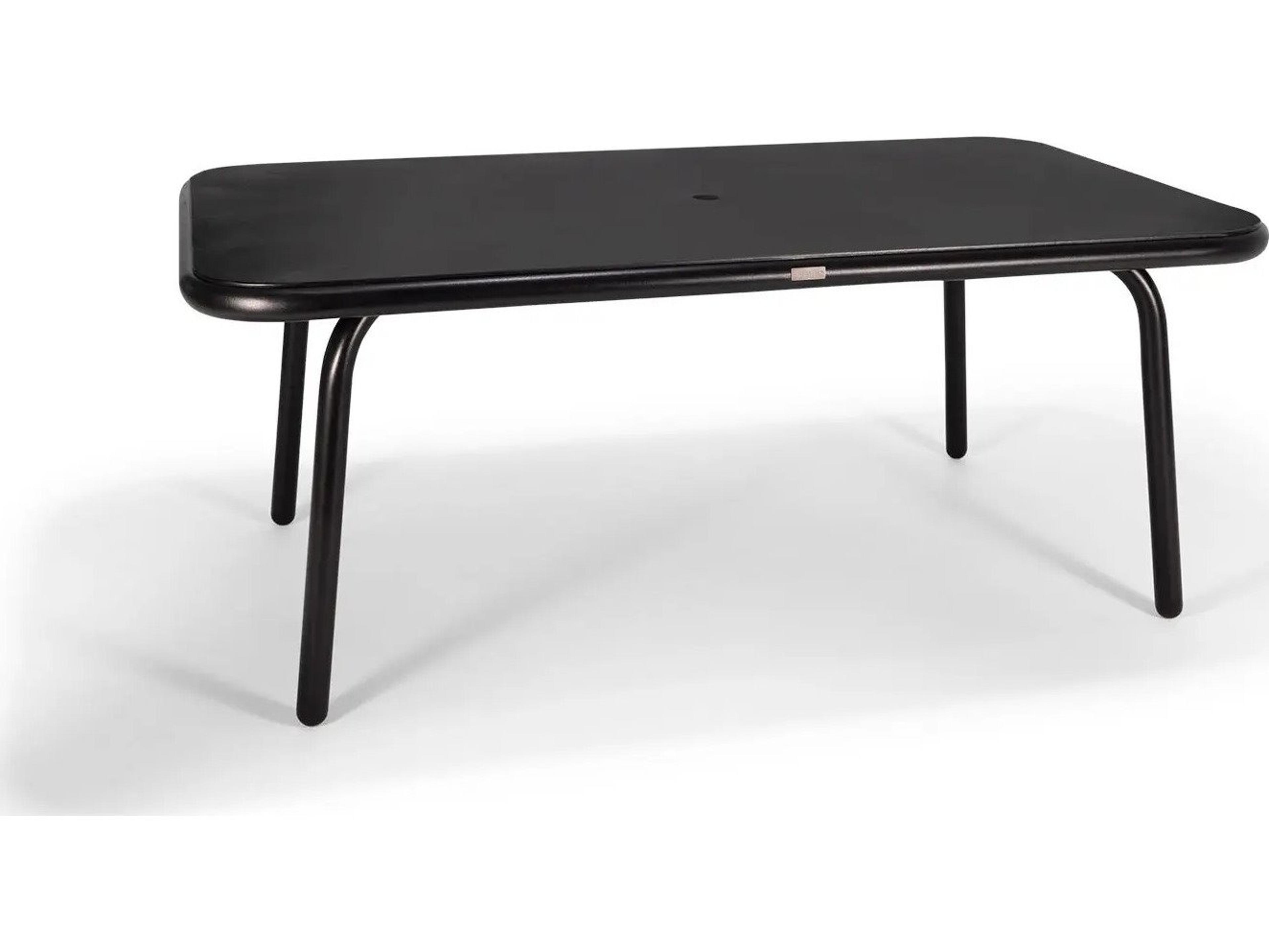 Winston Holsen Aluminum 73" x 42" Rectangular Rigid Dining Table with Umbrella Hole