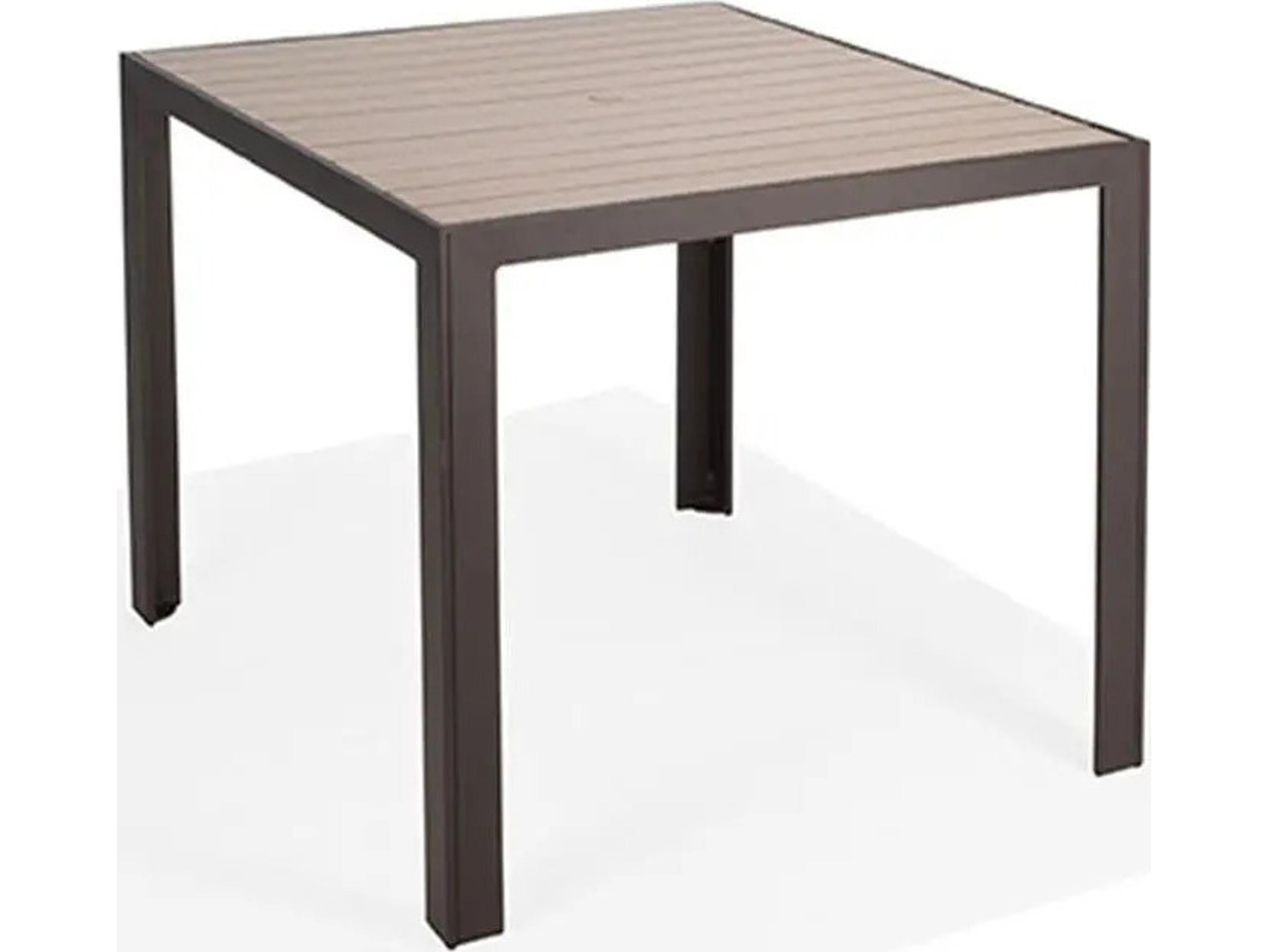 Winston Hamilton Slat HDPE 42" Square Dining Table with Umbrella Hole