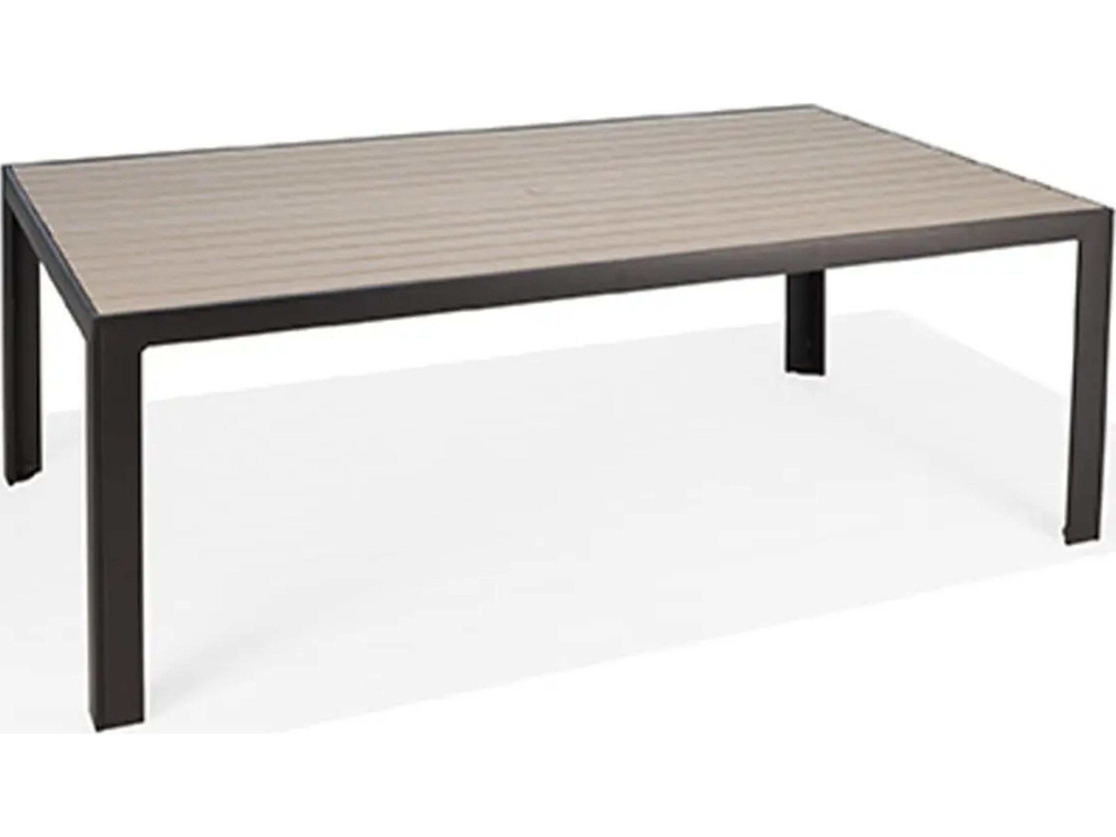 Winston Hamilton Slat HDPE 74" x 42" Rectangular Dining Table with Umbrella Hole