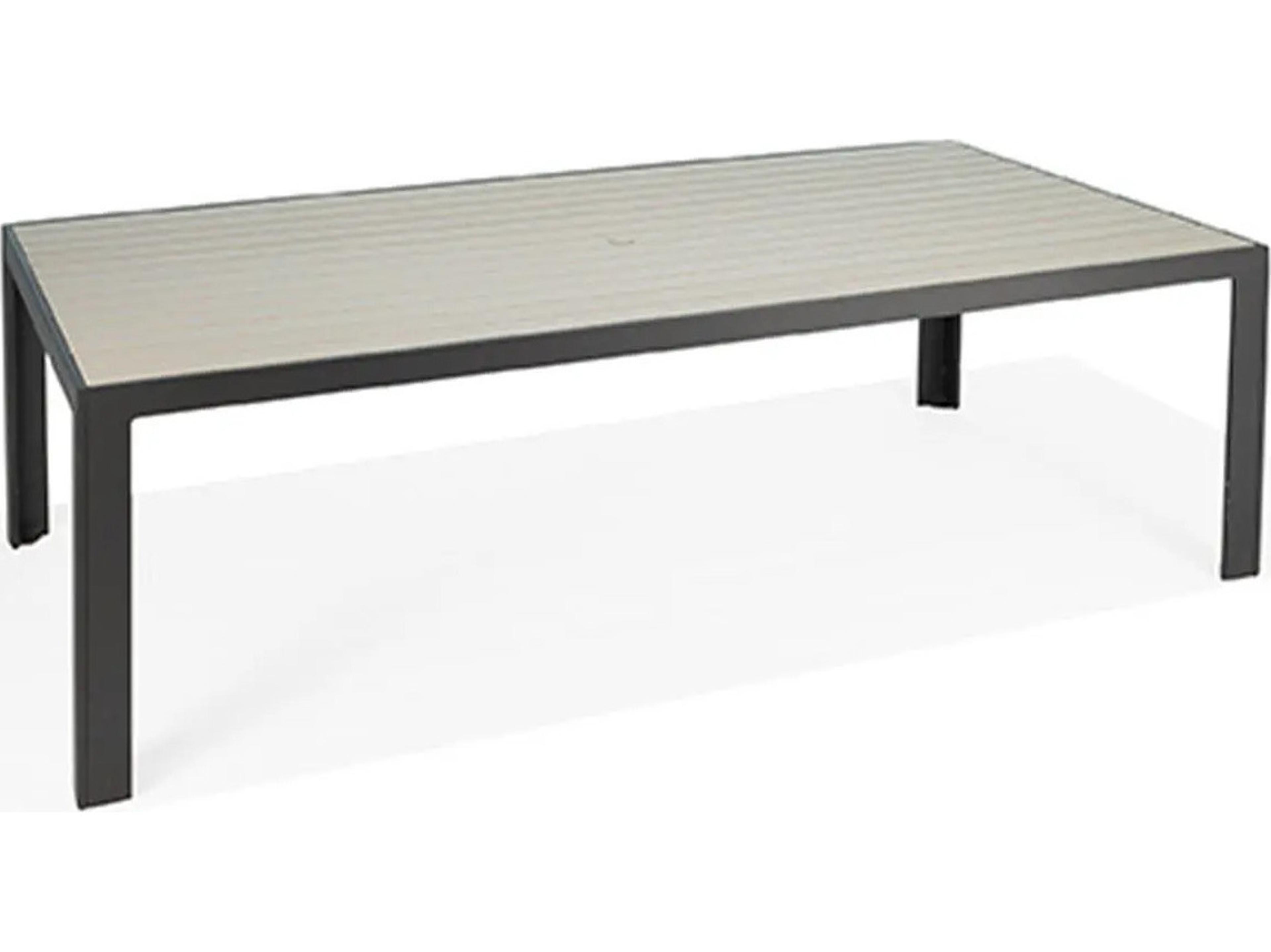 Winston Hamilton Slat HDPE 84" x 42" Rectangular Dining Table with Umbrella Hole