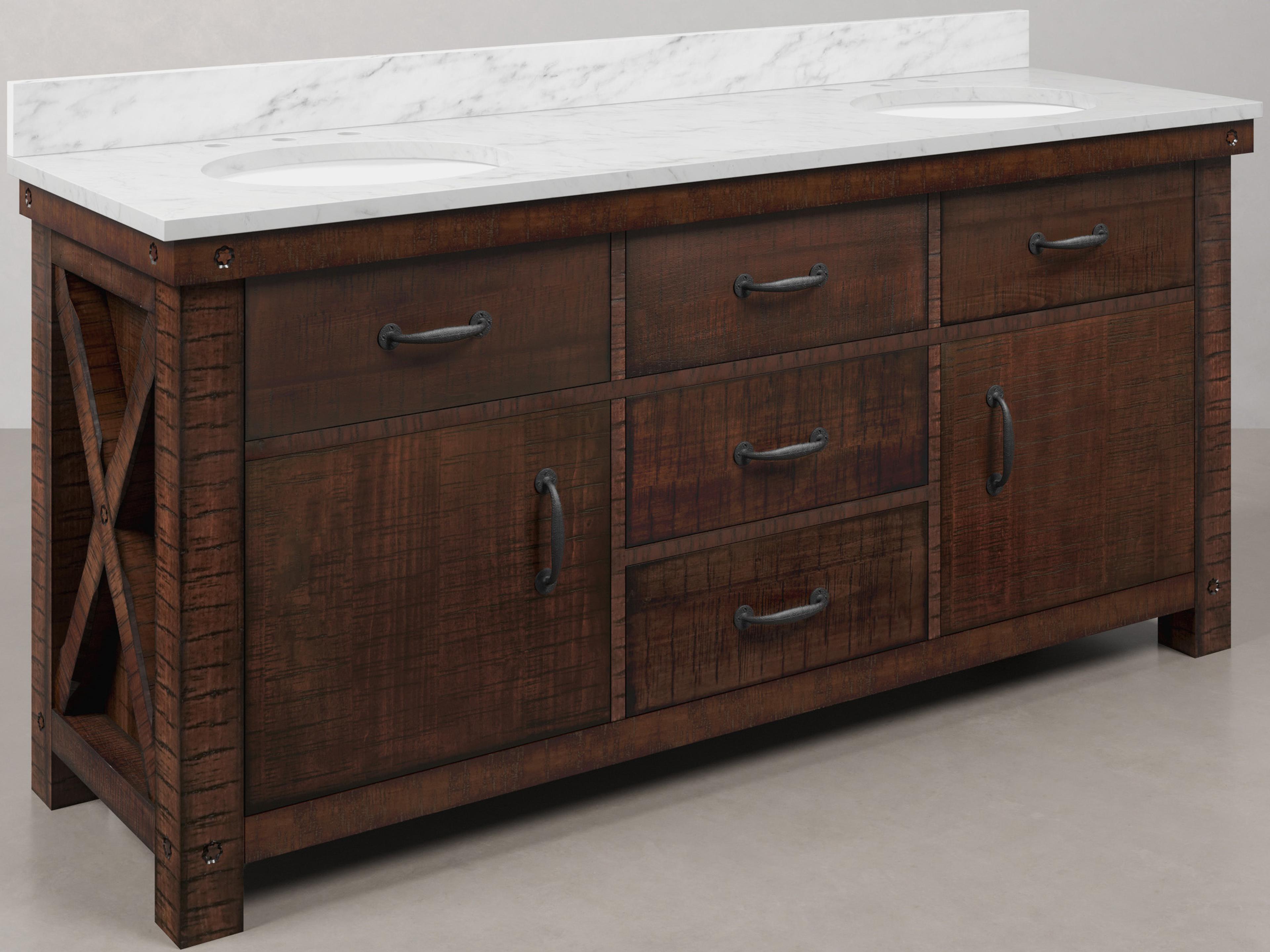 Water Creation Aberdeen White Marble Countertop Bath Vanity in Rustic Sienna