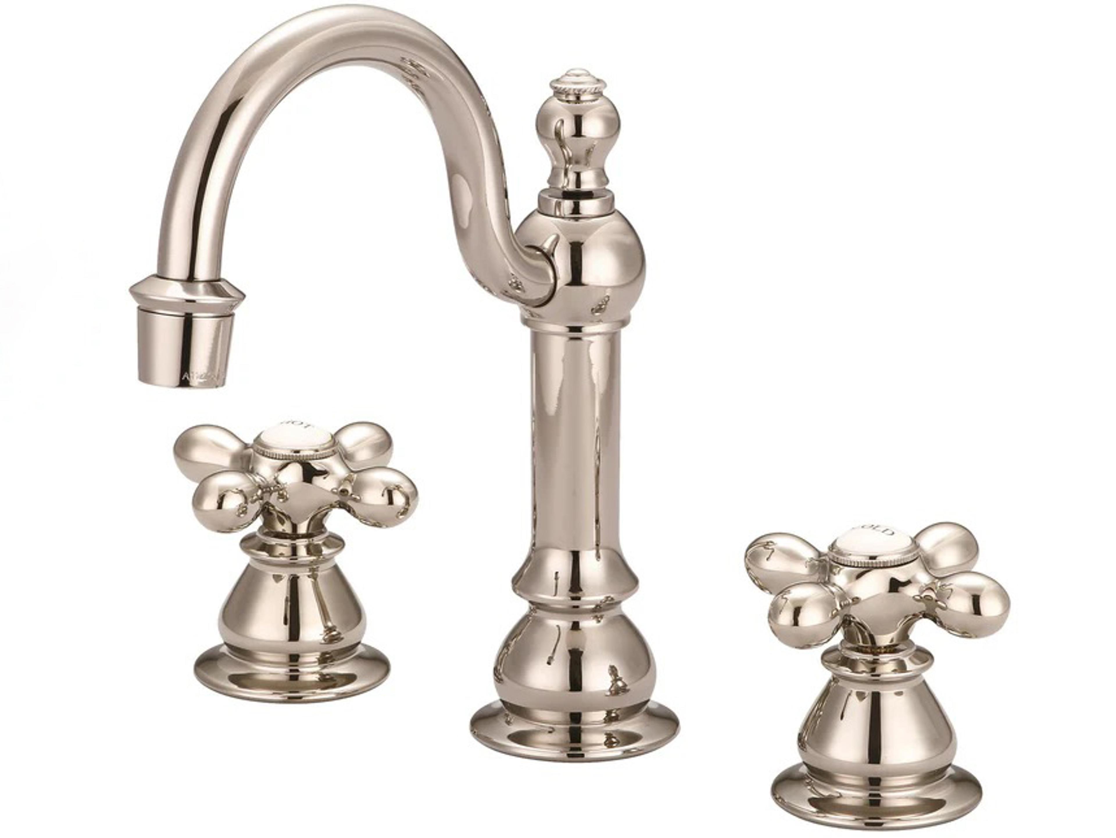 Water Creation Bea 20th Century Classic Hook Spout Widespread Deck Mount Lavatory Faucets