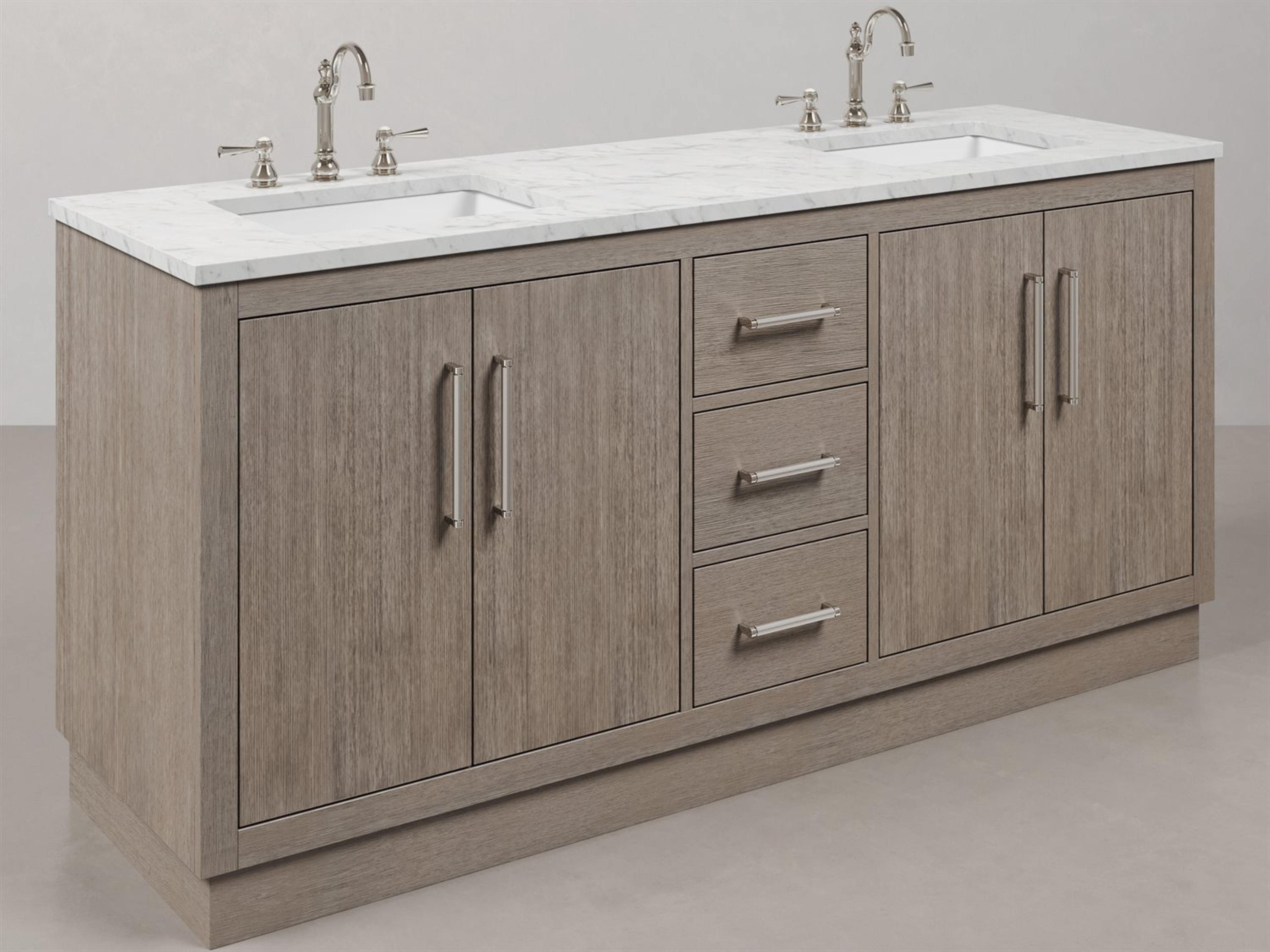 Water Creation Hugo Vanity in Grey Oak with Chrome Hardware and Hook Faucets
