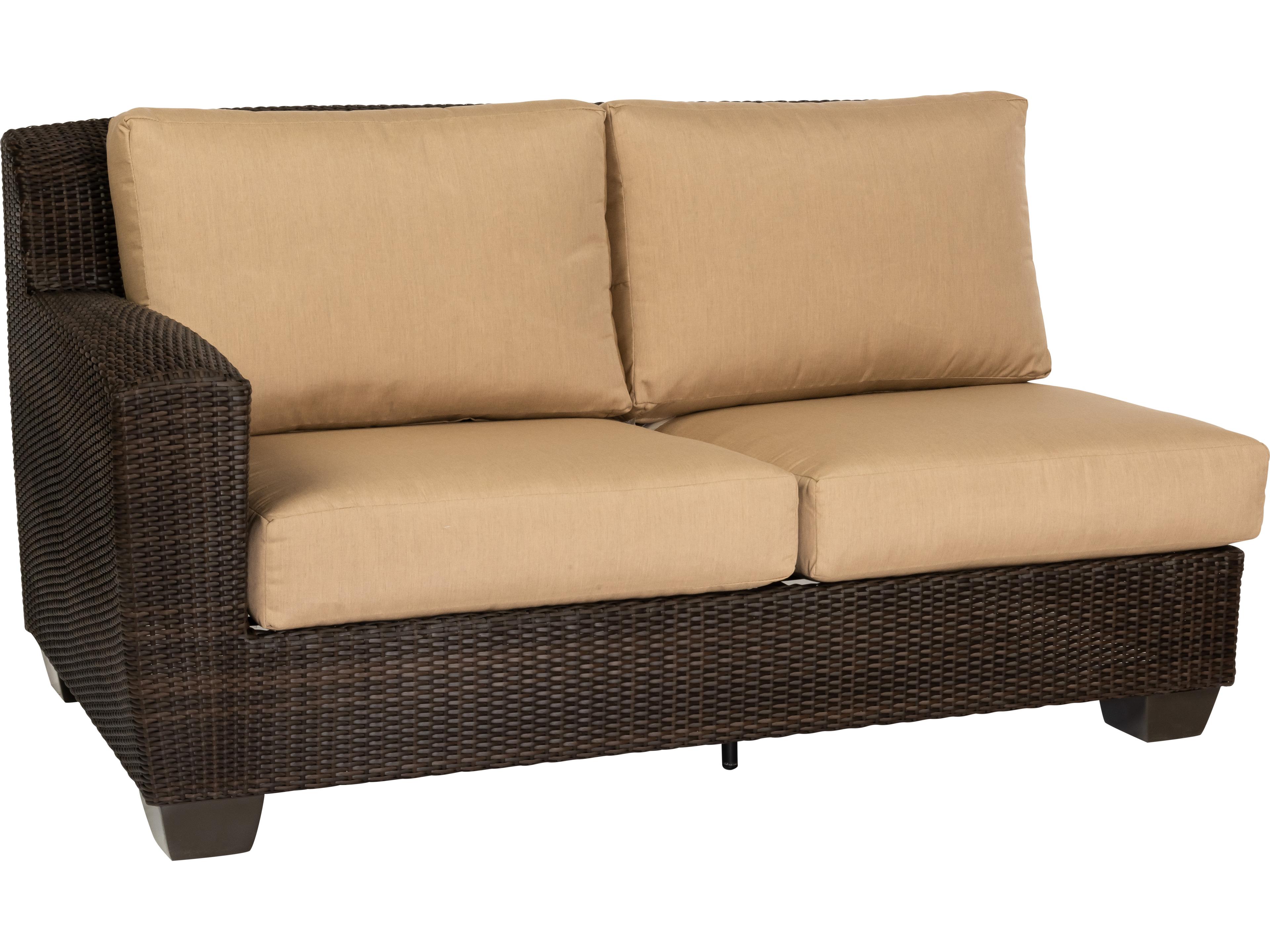 Woodard Whitecraft Saddleback Wicker Left Arm Outdoor Loveseat