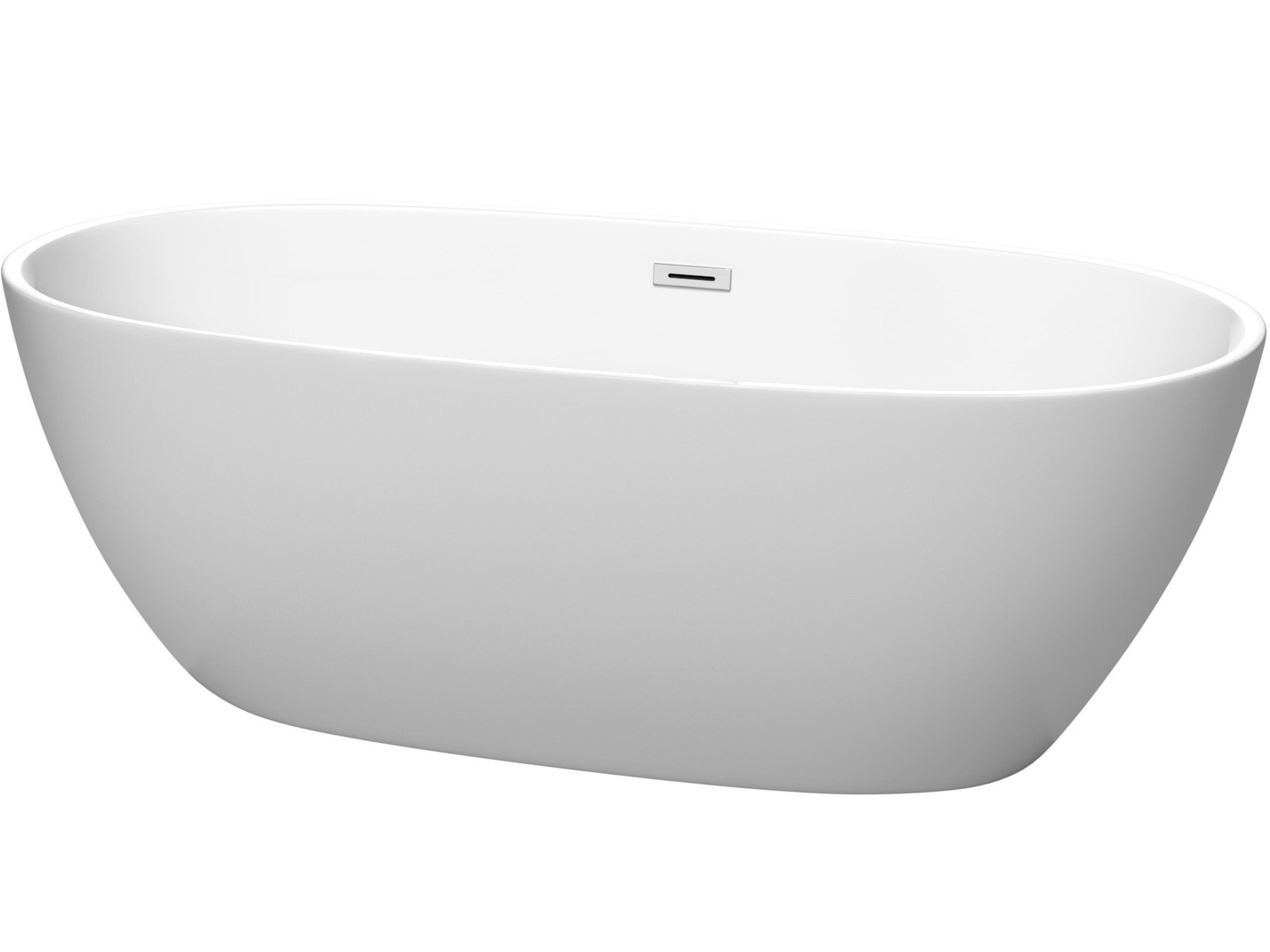 Wyndham Collection Juno Matte White Bathtub with Drain and Overflow