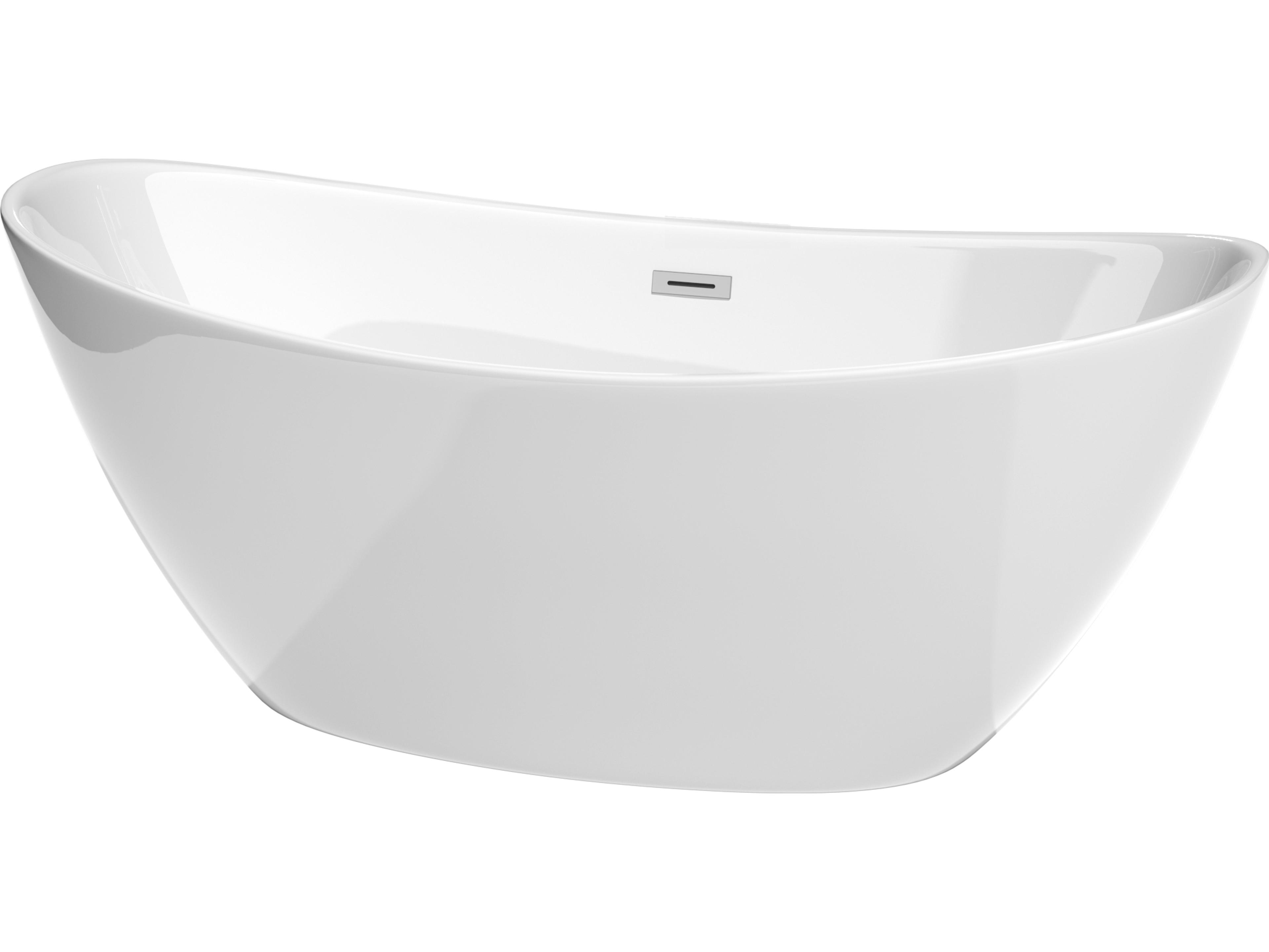 Wyndham Collection Dorrit White Bathtub with Drain and Overflow
