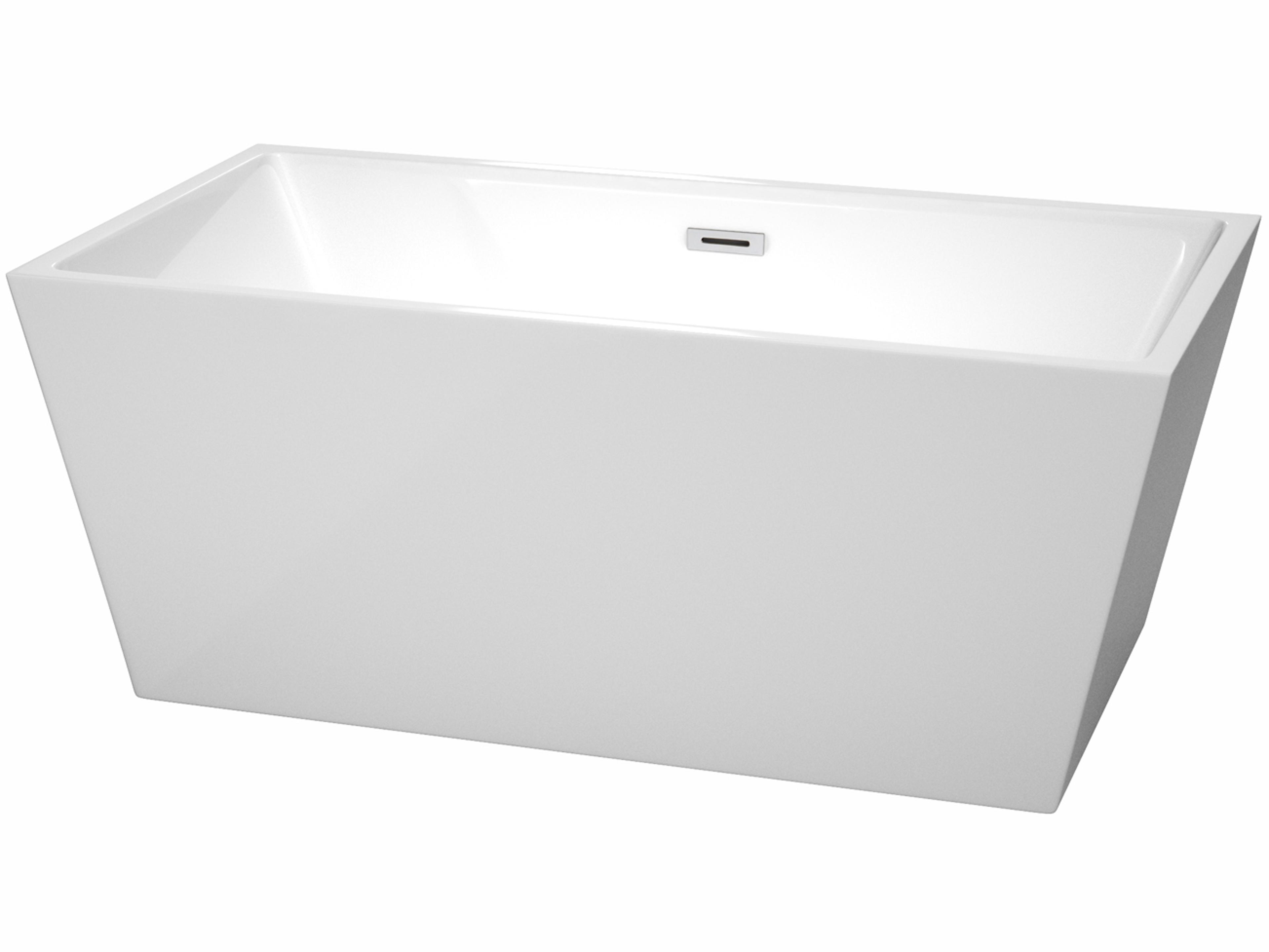 Wyndham Collection Sara White Bathtub with Drain and Overflow