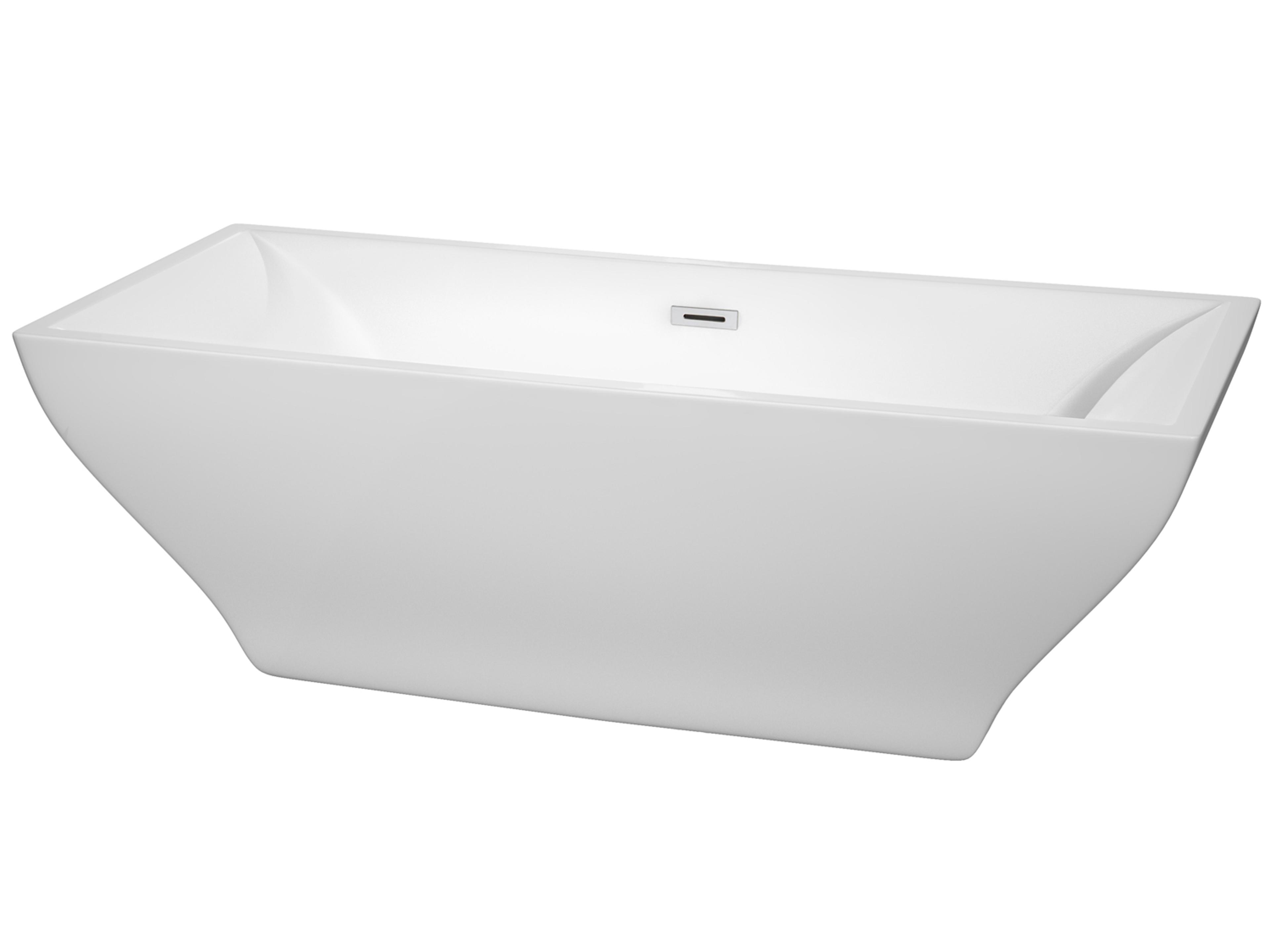 Wyndham Collection Maryam White Bathtub with Drain and Overflow