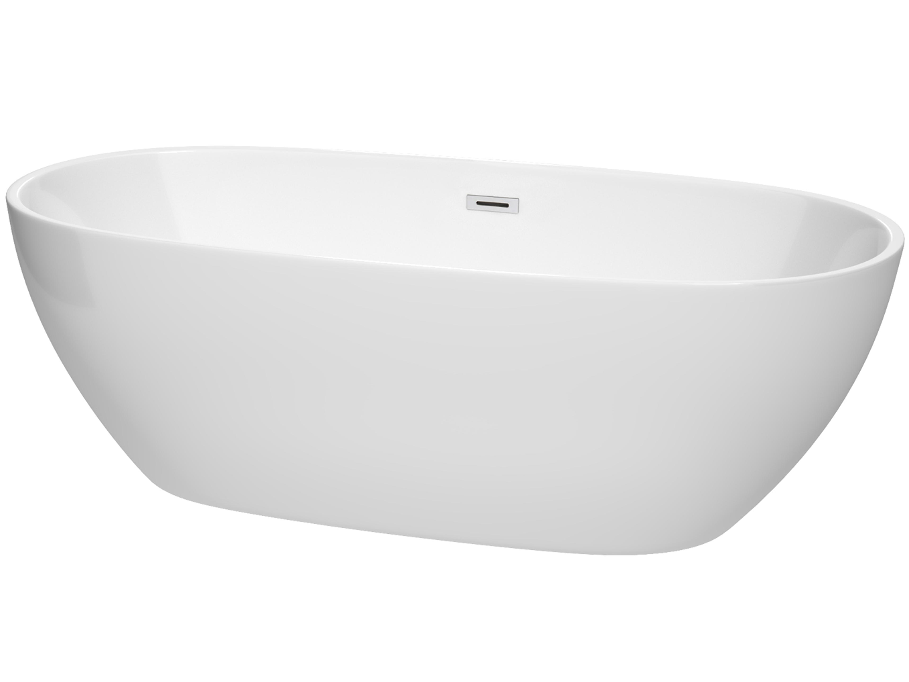 Wyndham Collection Juno White Bathtub with Drain and Overflow