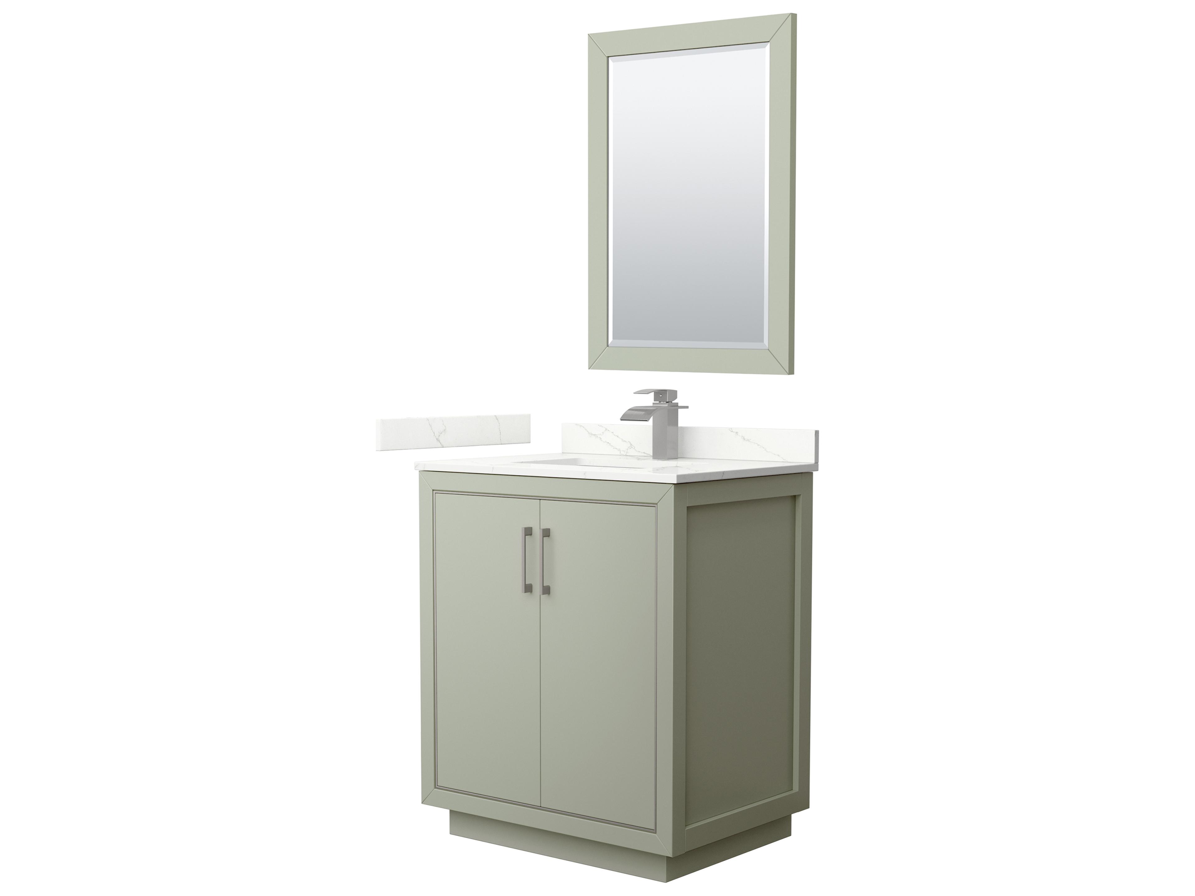 Wyndham Collection Icon 30" Light Green Vanity with 24" Mirror