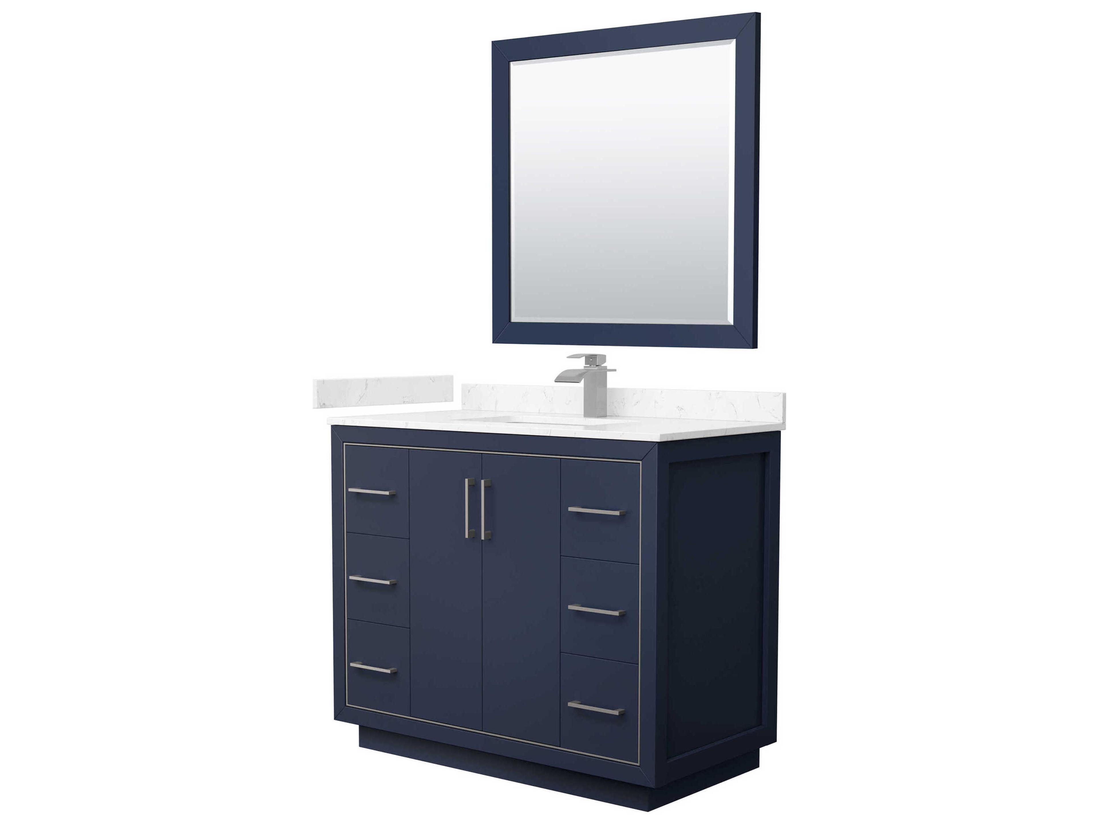 Wyndham Collection Icon 42" Dark Blue Vanity with 34" Mirror