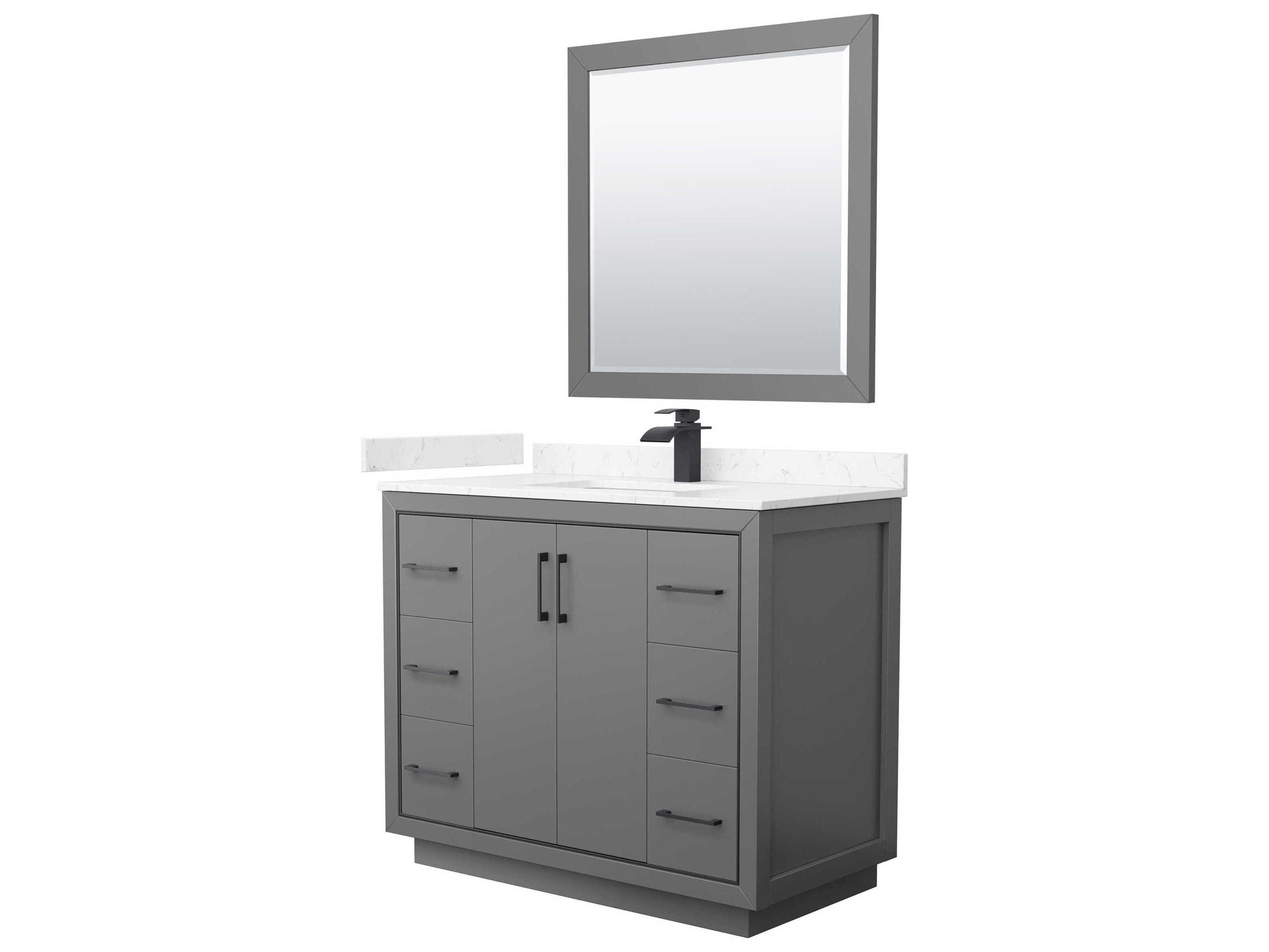 Wyndham Collection Icon 42" Dark Gray Vanity with 34" Mirror