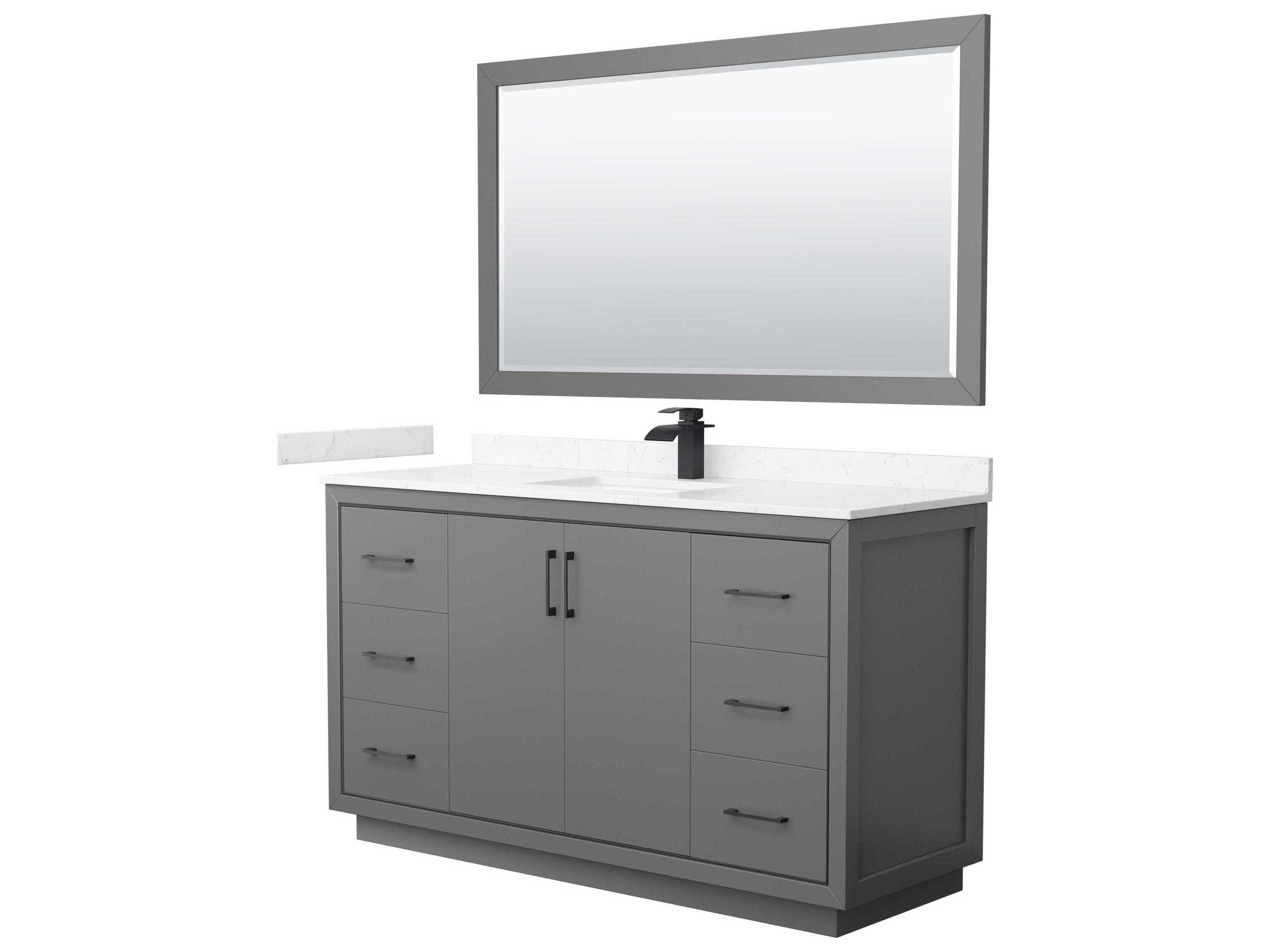 Wyndham Collection Icon 60" Dark Gray Vanity with 58" Mirror