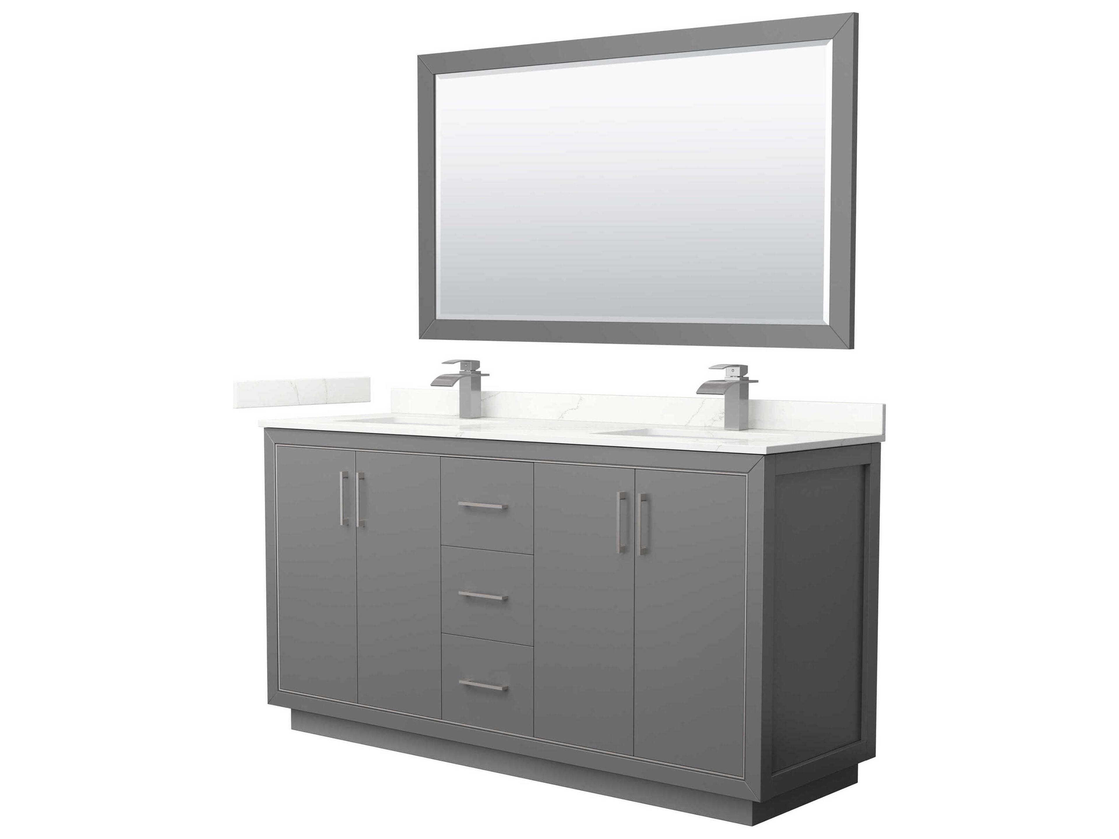 Wyndham Collection Icon 66" Dark Gray Vanity with 58" Mirror
