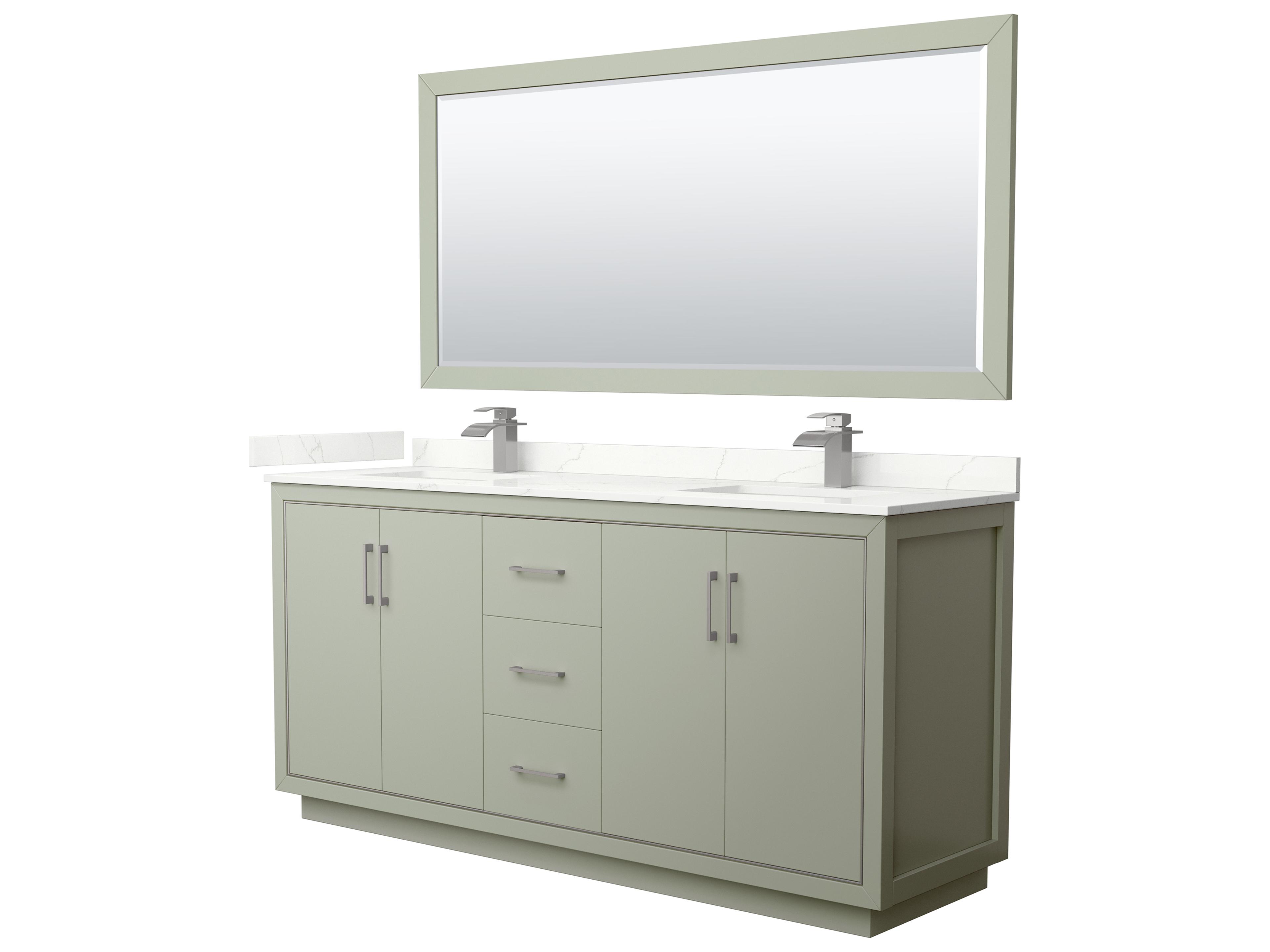 Wyndham Collection Icon 72" Light Green Vanity with 70" Mirror