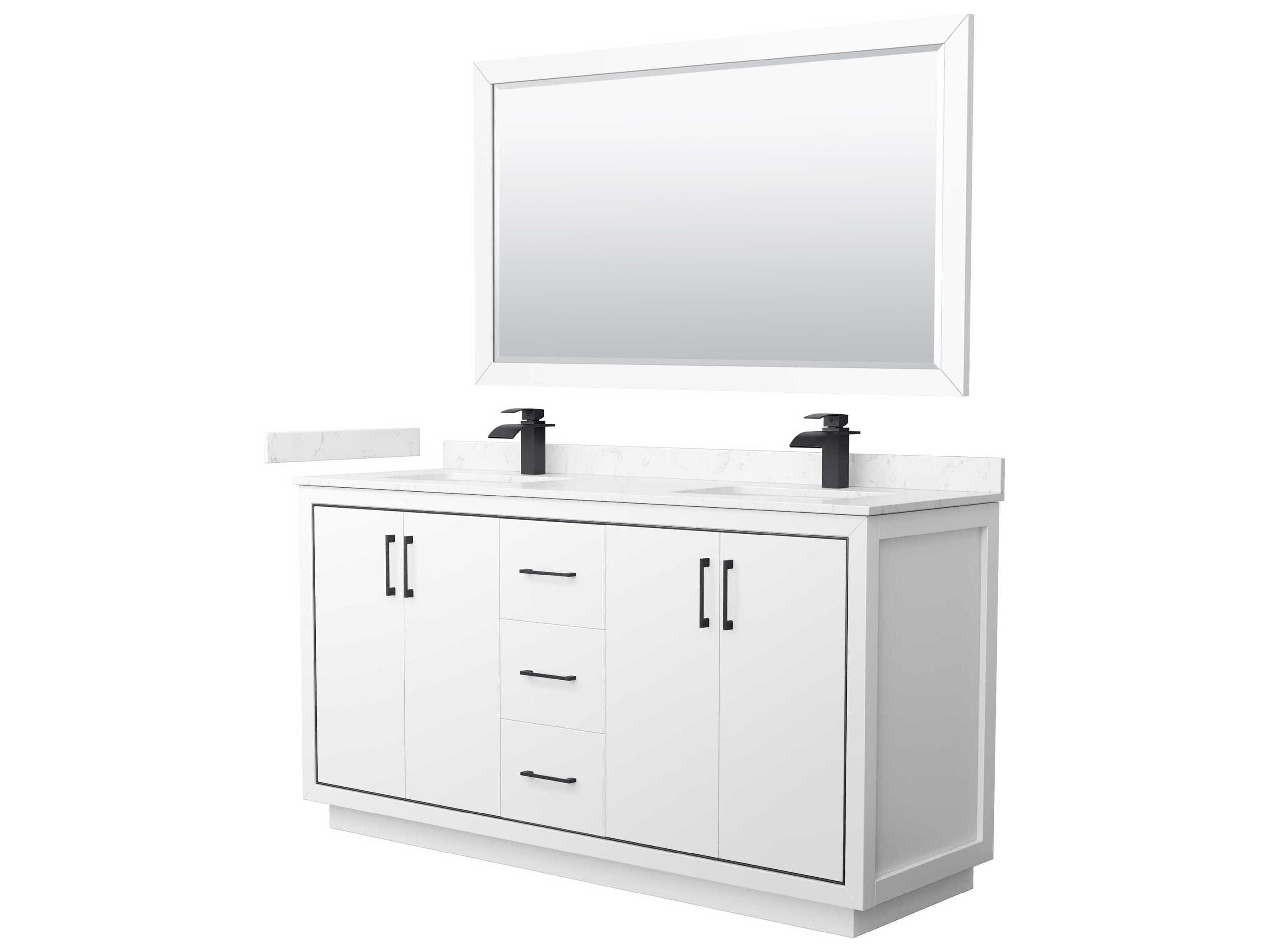 Wyndham Collection Icon 66" White Vanity with 58" Mirror