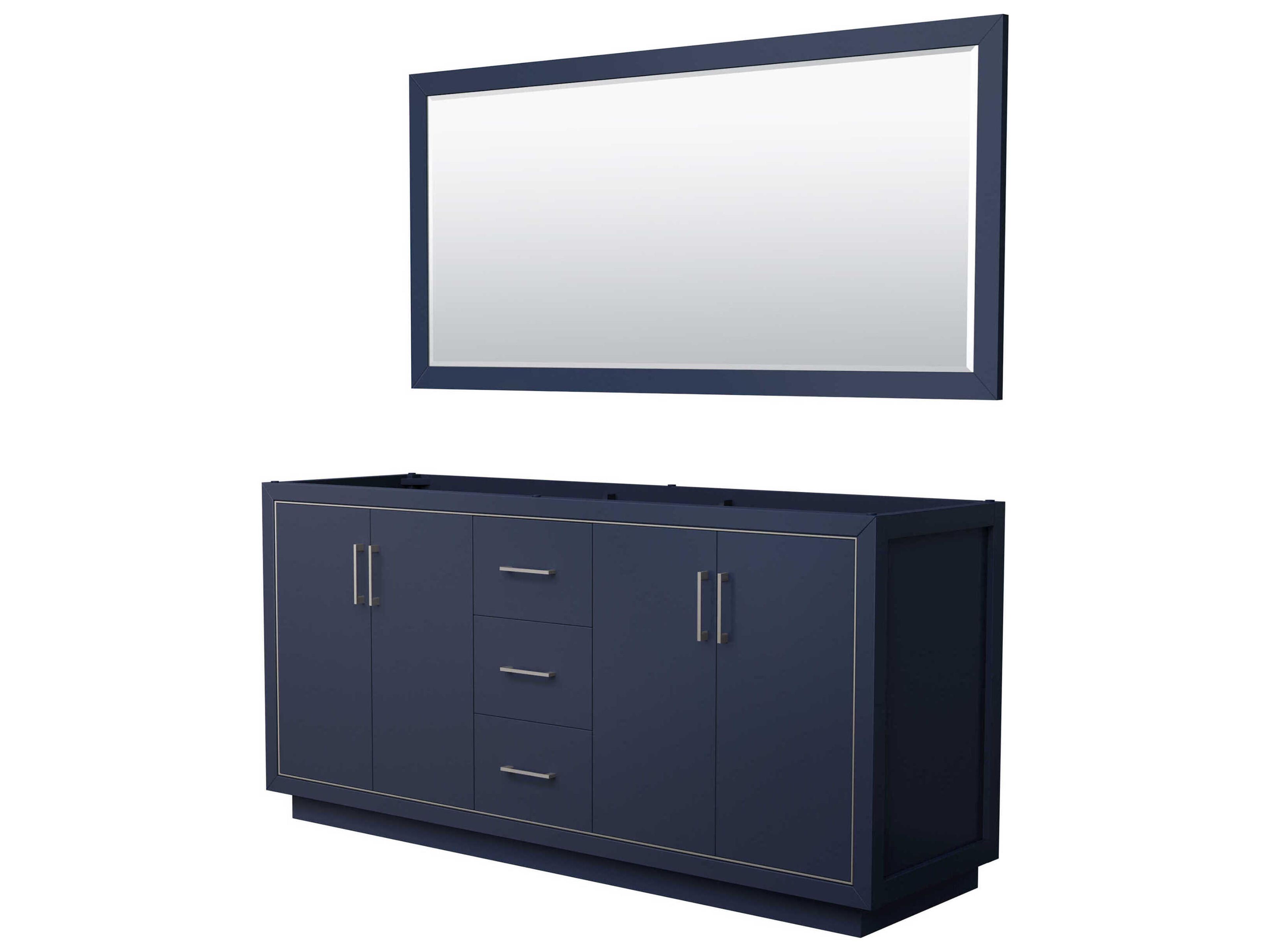 Wyndham Collection Icon 71" Dark Blue Vanity with 70" Mirror