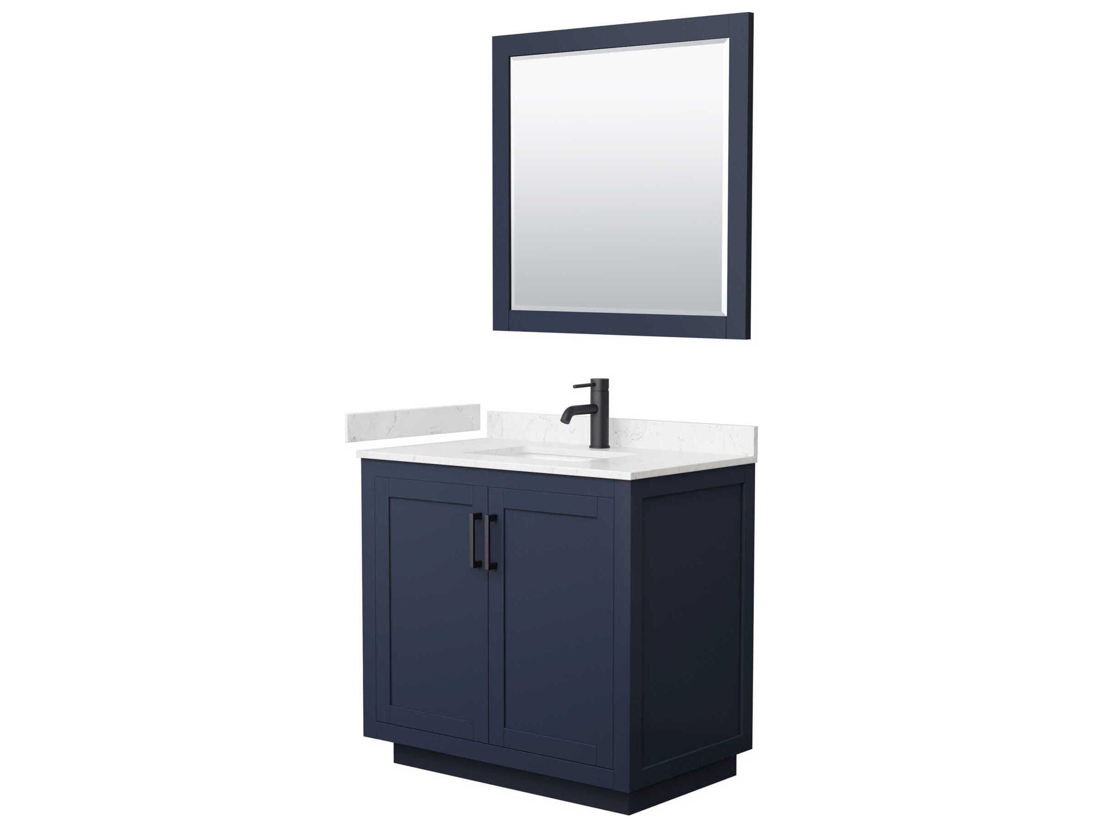 Wyndham Collection Miranda 36" Dark Blue Vanity with 34" Mirror