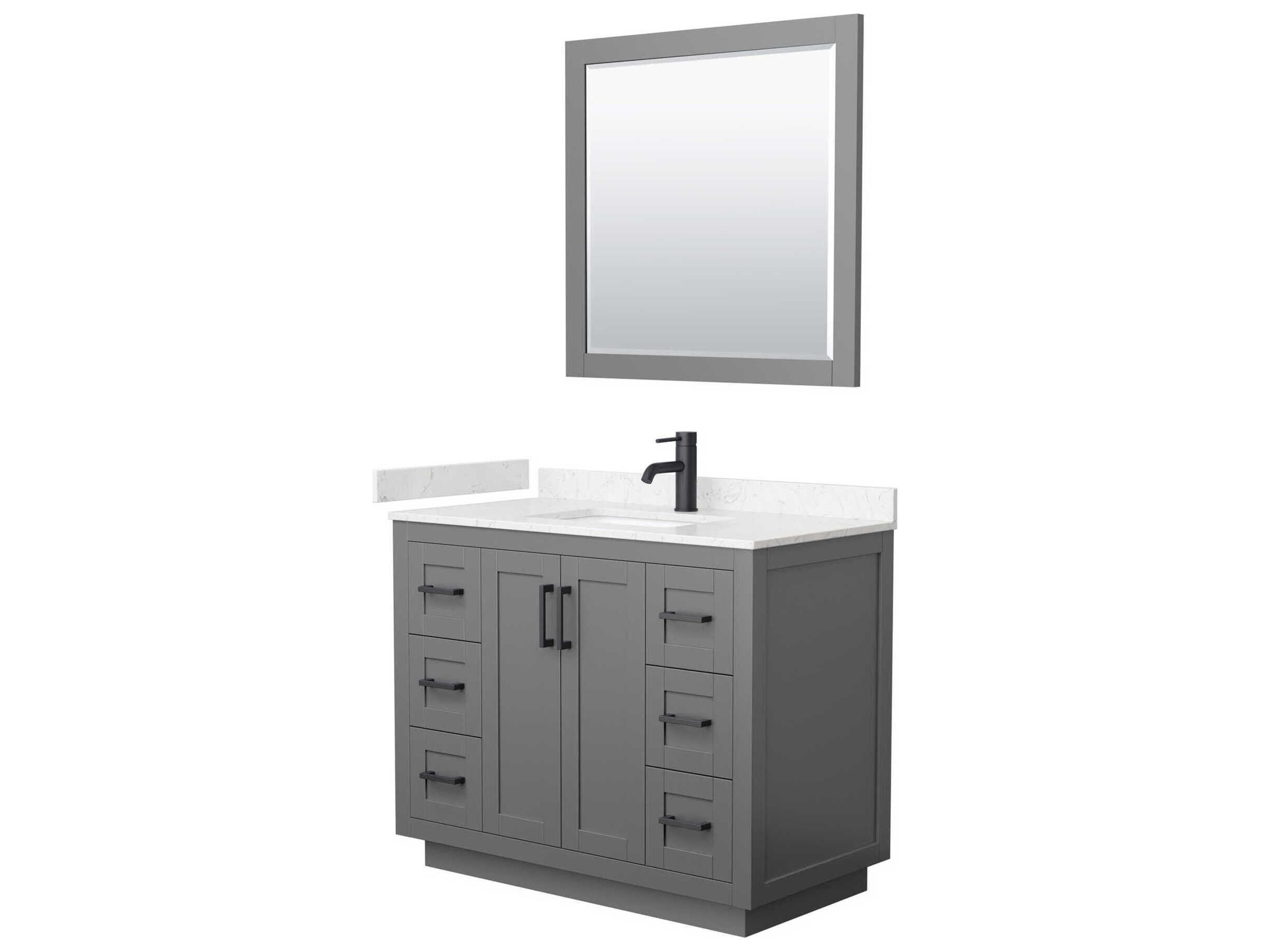 Wyndham Collection Miranda 42" Dark Gray Vanity with 34" Mirror