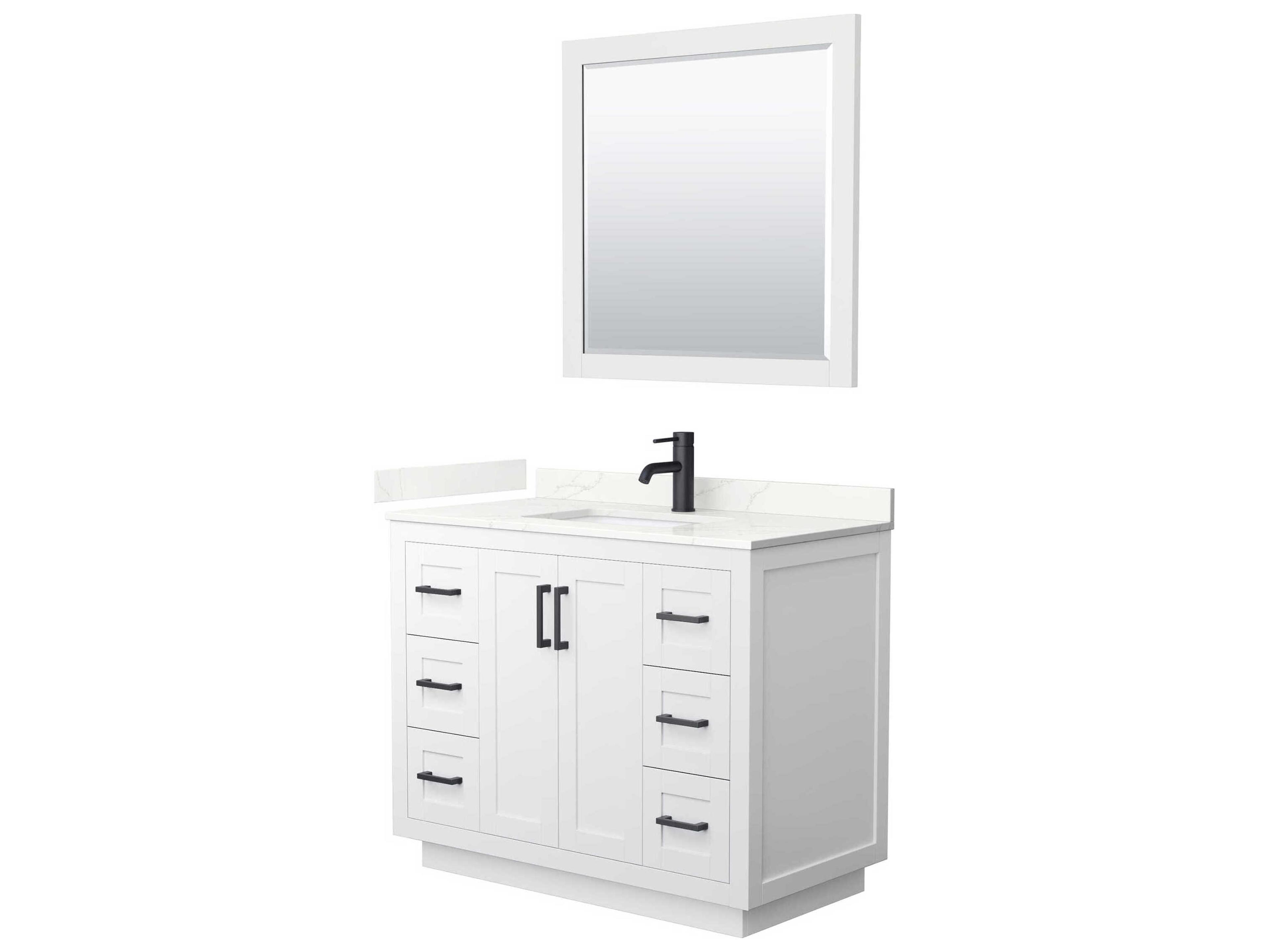 Wyndham Collection Miranda 42" White Vanity with 34" Mirror