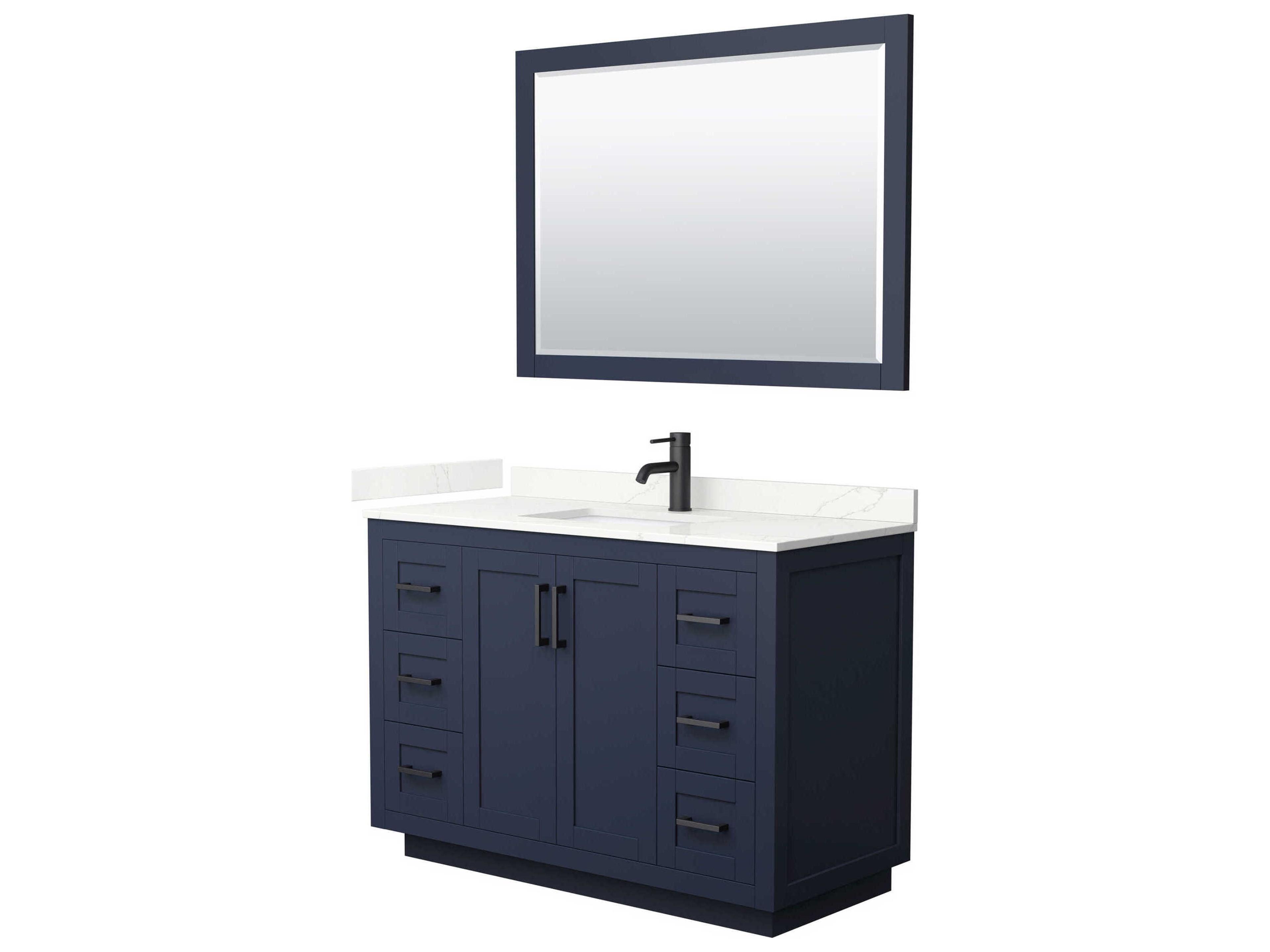 Wyndham Collection Miranda 48" Dark Blue Vanity with 46" Mirror