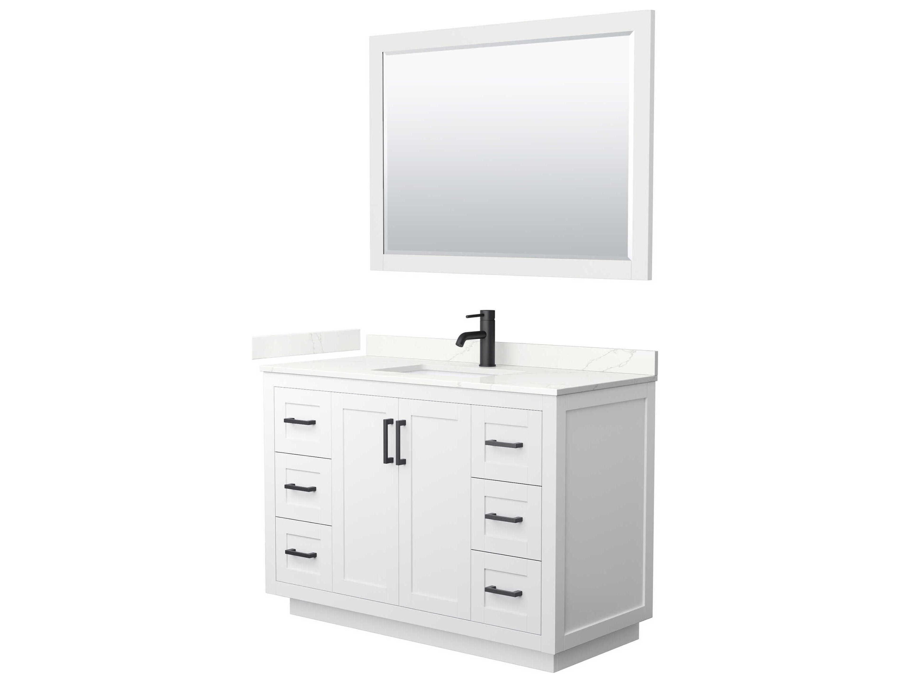 Wyndham Collection Miranda 48" White Vanity with 46" Mirror